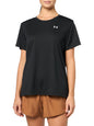 Under Armour Women's Velocity Solid Short Sleeve Crew Neck T Shirt, (622) Virtual Pink / / Metallic Silver, Small