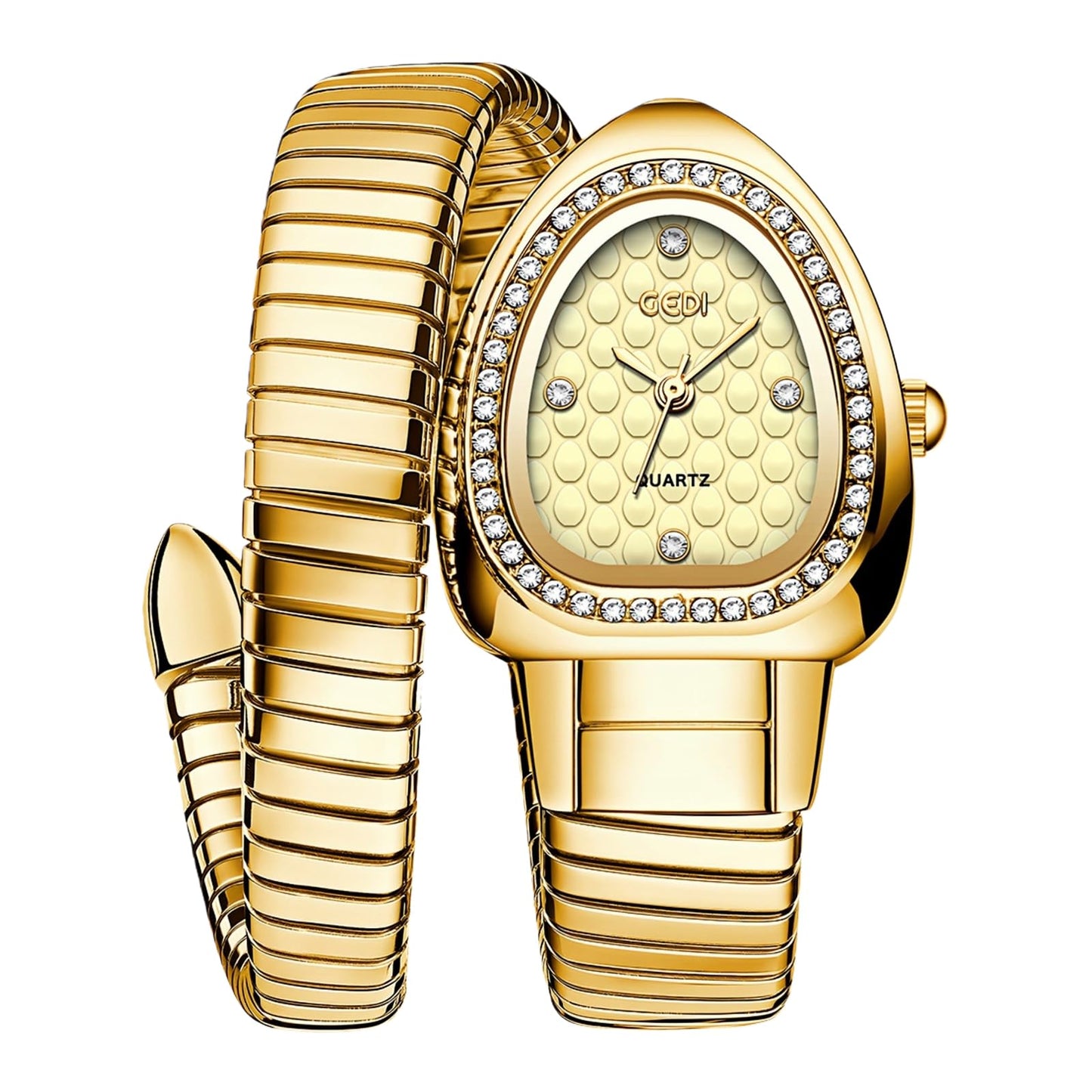 Gosasa Snake Bracelet Watch for Women, Elegant Wrap Around Bangle Wristwatch, Fashion Jewelry Style Quartz Watch, Adjustable Cuff Serpenti Watch for Dress & Gift