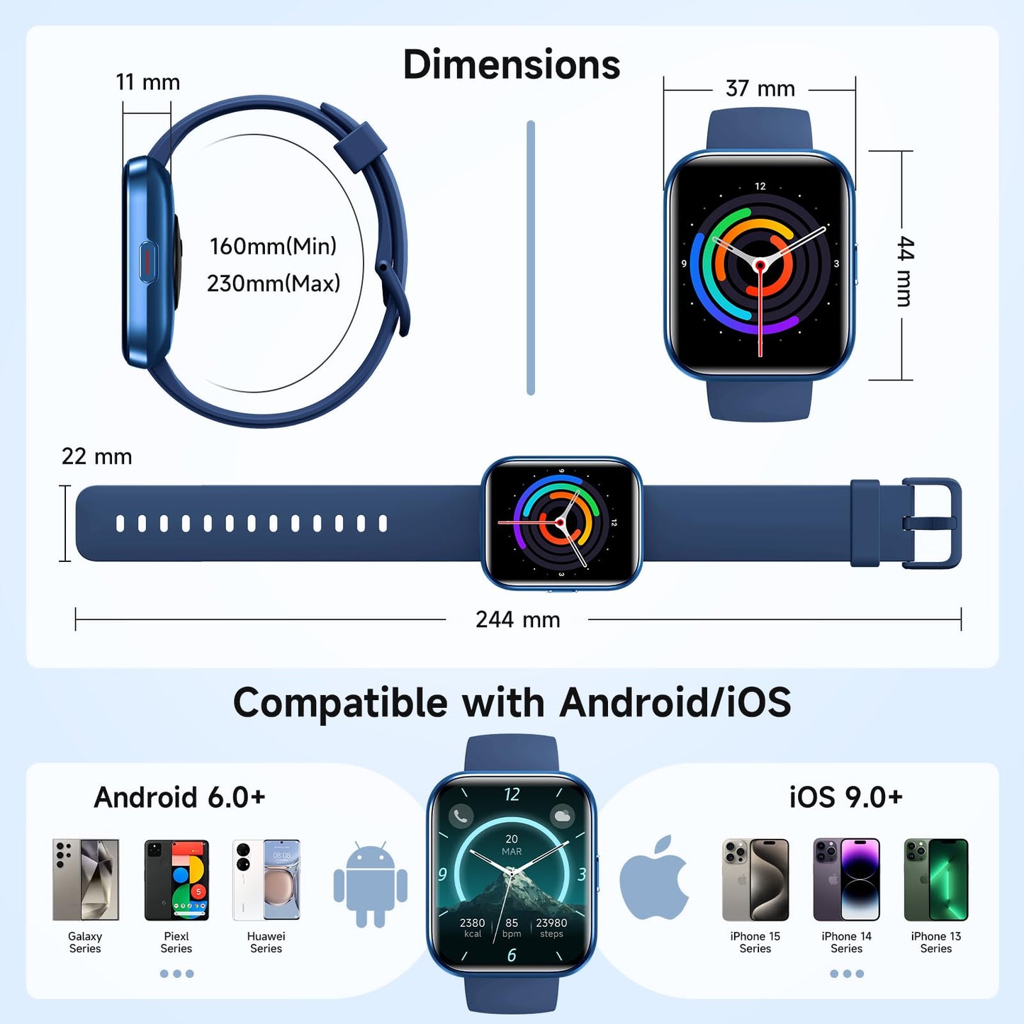 Smart Watches for Women, 1.8" Touch Screen Fitness Tracker for Android & iPhone, Answer/Make Calls, Alexa Built-in, Heart Rate/Sleep/SpO2 Monitor Smartwatch, IP68 Waterproof 101+ Sport Modes, 2 Bands