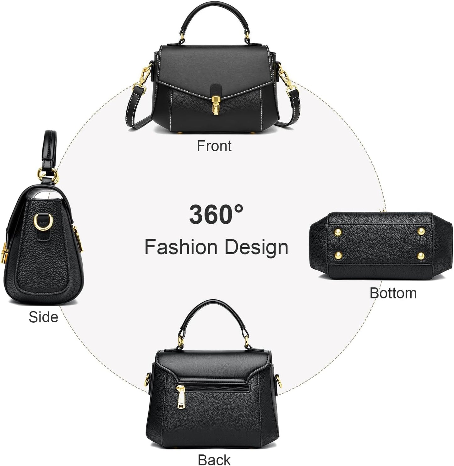imeetu Crossbody Bags for Women, Leather Shoulder Bag, Purses and Handbags | Genuine Leather Womens Crossbody Purse, Structure Shoulder Purse with Top Handle & 2 Straps for 3 Styles, Travel, Daily, Gift