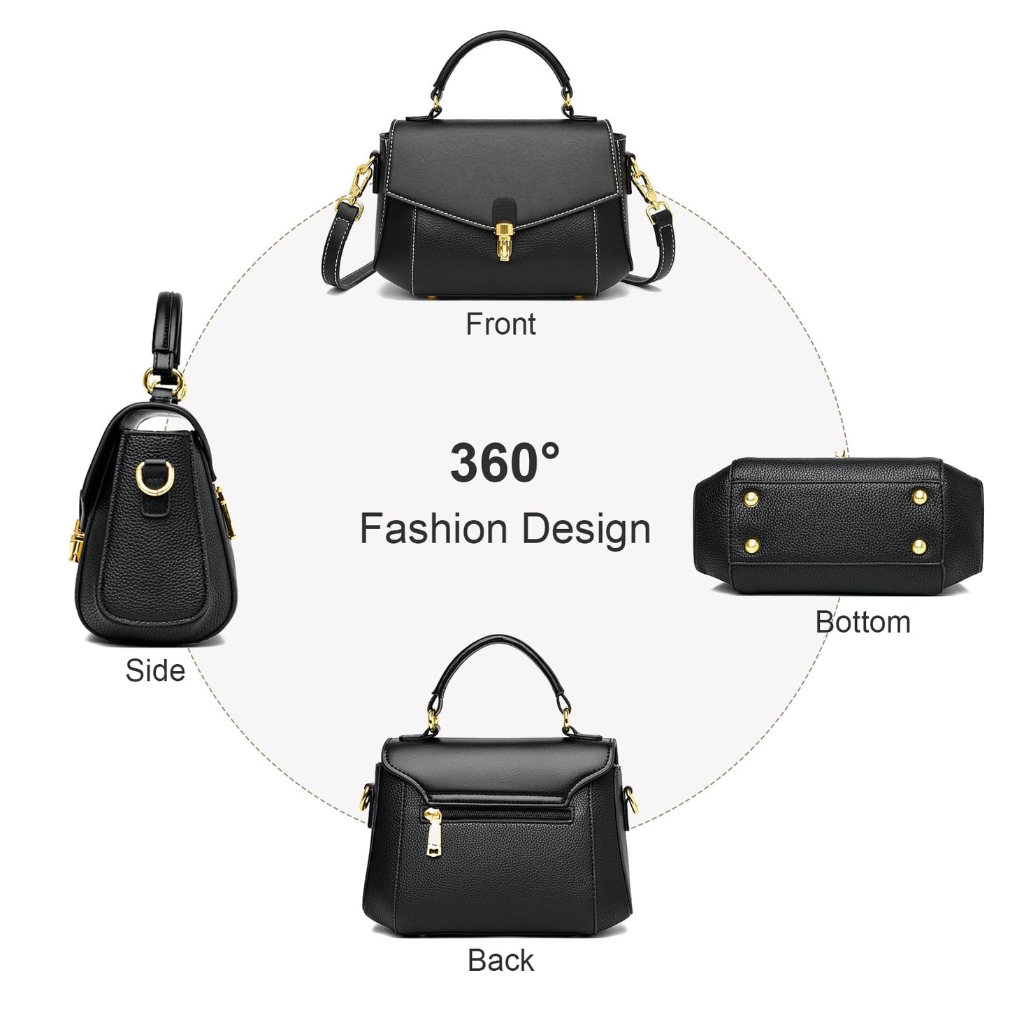 imeetu Crossbody Bags for Women, Leather Shoulder Bag, Purses and Handbags | Genuine Leather Womens Crossbody Purse, Structure Shoulder Purse with Top Handle & 2 Straps for 3 Styles, Travel, Daily, Gift