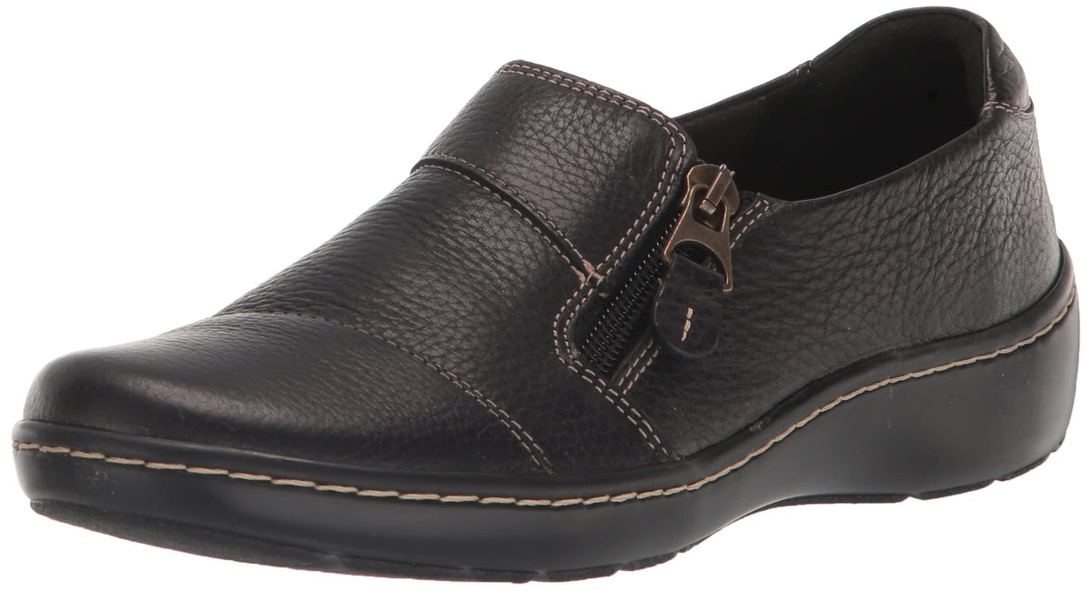 Clarks womens Cora Harbor Loafer, Black Leather, 9.5 USClarks womens Cora Harbor Loafer, Black Leather, 9.5 US
