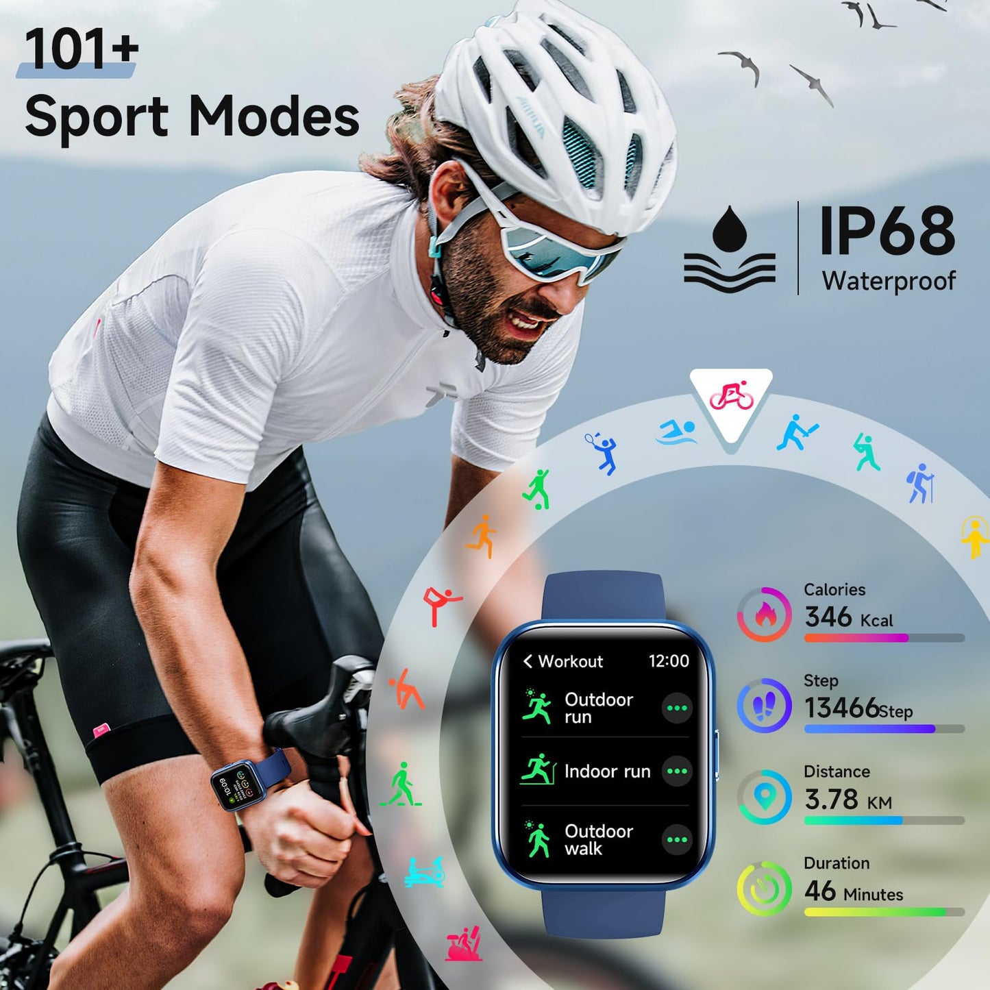 Smart Watches for Women, 1.8" Touch Screen Fitness Tracker for Android & iPhone, Answer/Make Calls, Alexa Built-in, Heart Rate/Sleep/SpO2 Monitor Smartwatch, IP68 Waterproof 101+ Sport Modes, 2 Bands