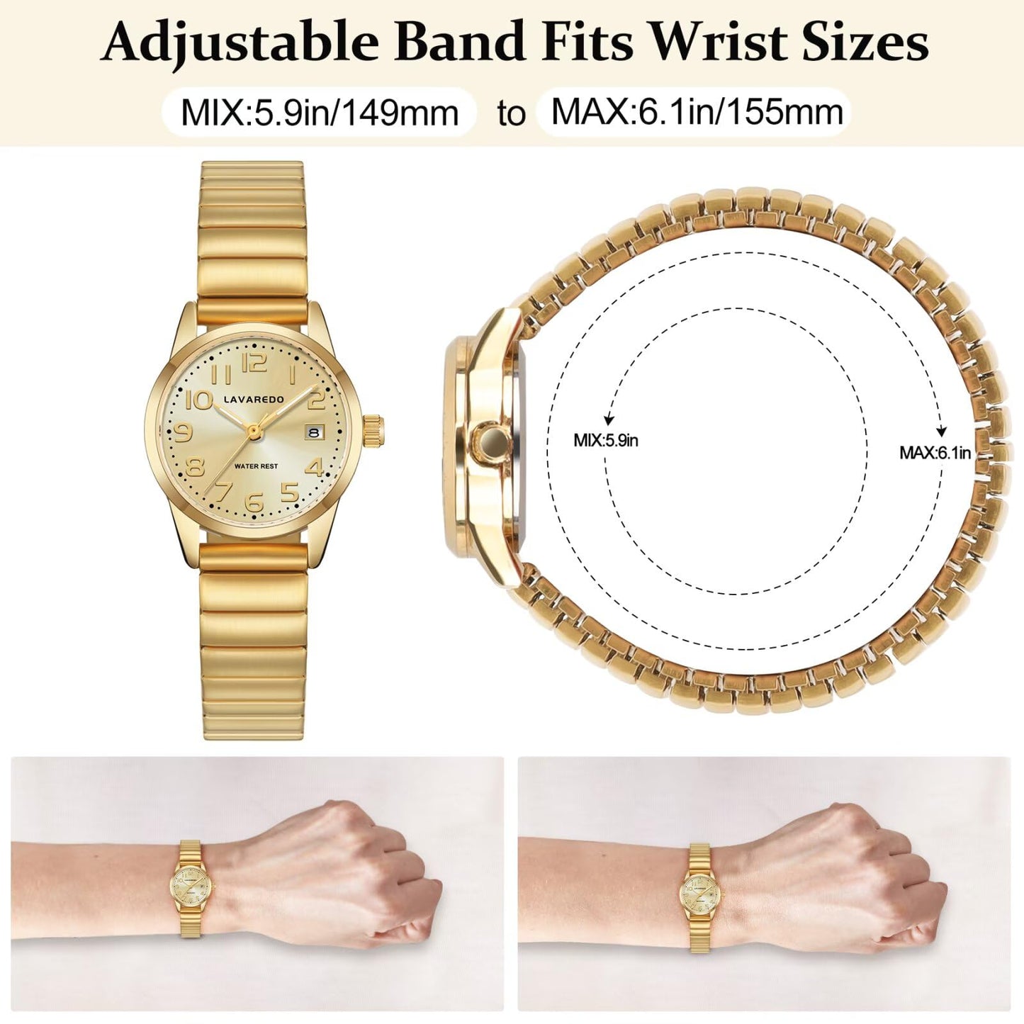 Elegant Gold Watches for Women Small Analog Watch, Waterproof Ladies Watches with Stainless Steel Expansion Band and Luminous Dial - Fashionable Christmas & Birthday Gifts for Women