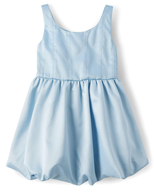 The Children's Place,Girls,Sleeveless Dressy Bubble Hem DressSatin Blue,12