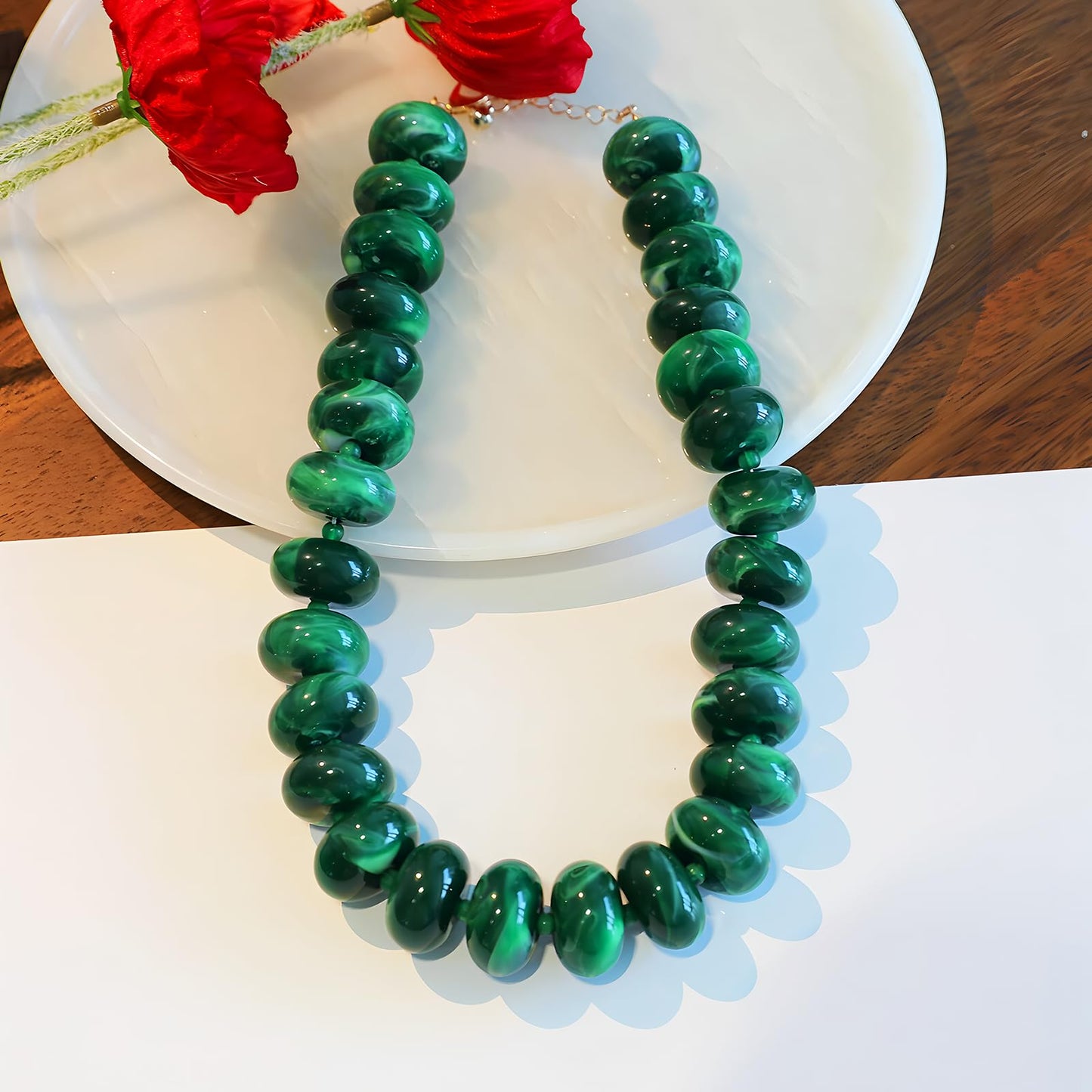 We We Chunky Colorful Beaded Necklace for Women Large Boho Statement Bead Chokers Necklaces Turquoise Blue Big Beads Jewelry Neck Summer Beach