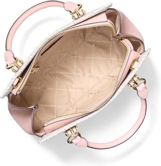 Michael Kors Marilyn Medium Satchel, Gold-Tone Hardware/MK Signature/Powder Blush Multi