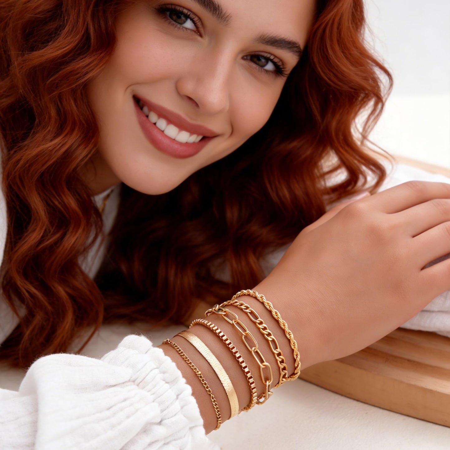 Jewelry 68 Pcs Gold Jewelry Set for Women with 7 Necklace, 17 Bracelet, 5 Hoop Earrings, 15 Stud Earrings, 24 Knuckle Rings for Women Jewelry Set for Women Gift