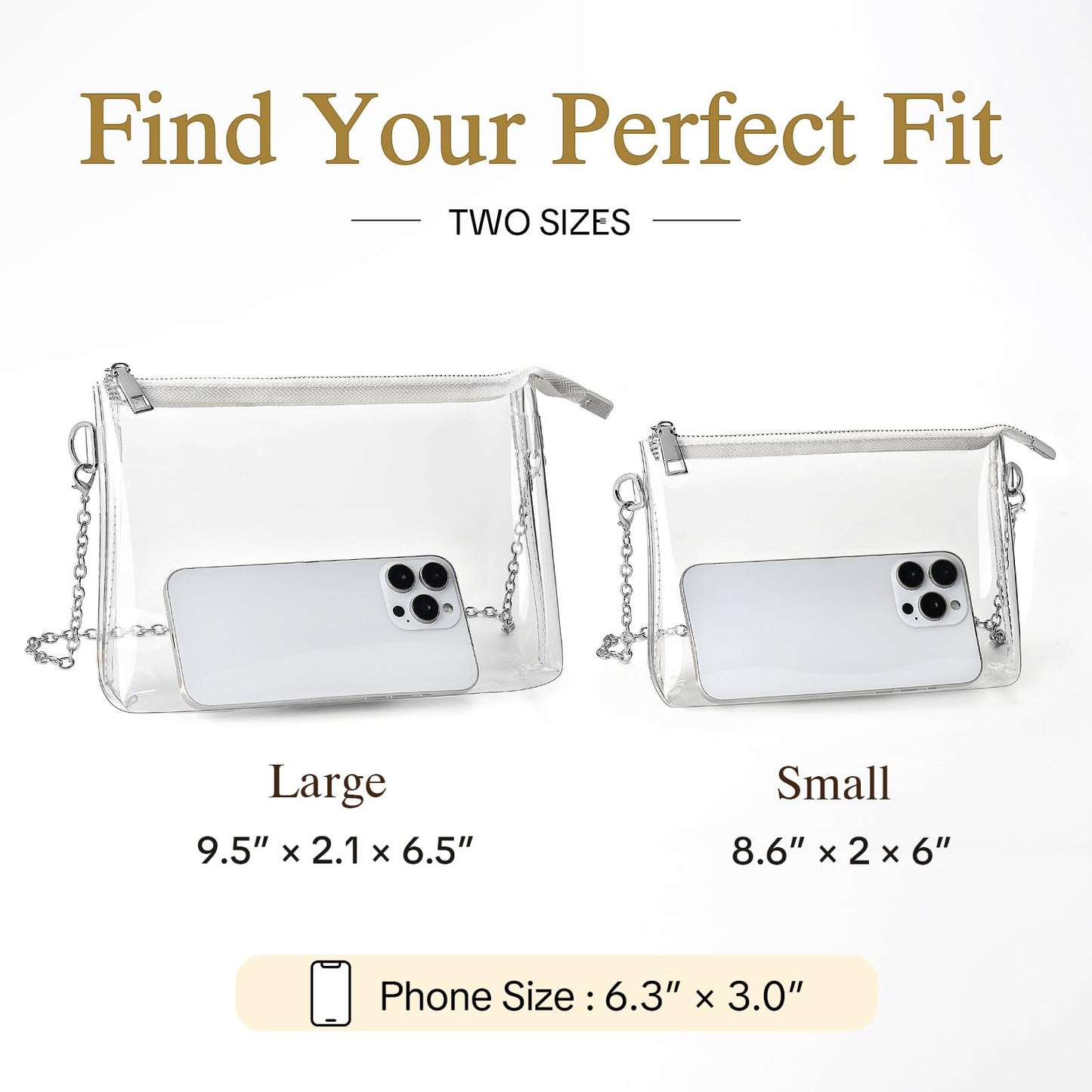 BS-VOG Clear Purse for Women - Stadium Approved Small Crossbody Bag with Zipper, Clear Stadium Bag for Concerts, Sports