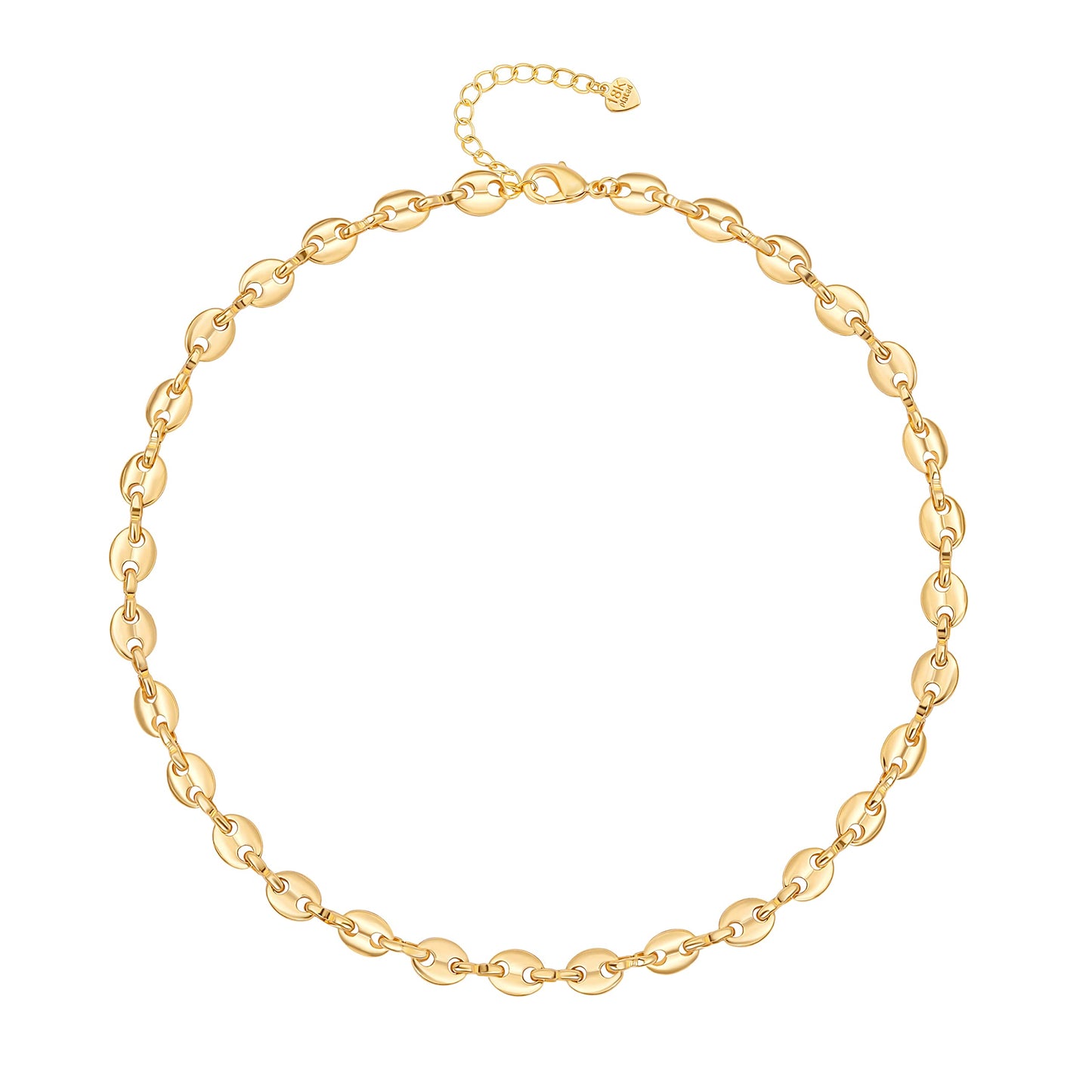 Aobei Pearl 18K Gold Plated Paperclip Chain Choker Satellite Chain Freshwater Cultured Biwa Pearl Pendant Necklace Dainty Turquoise Jewelry for Women