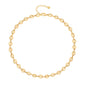 Aobei Pearl 18K Gold Plated Paperclip Chain Choker Satellite Chain Freshwater Cultured Biwa Pearl Pendant Necklace Dainty Turquoise Jewelry for Women