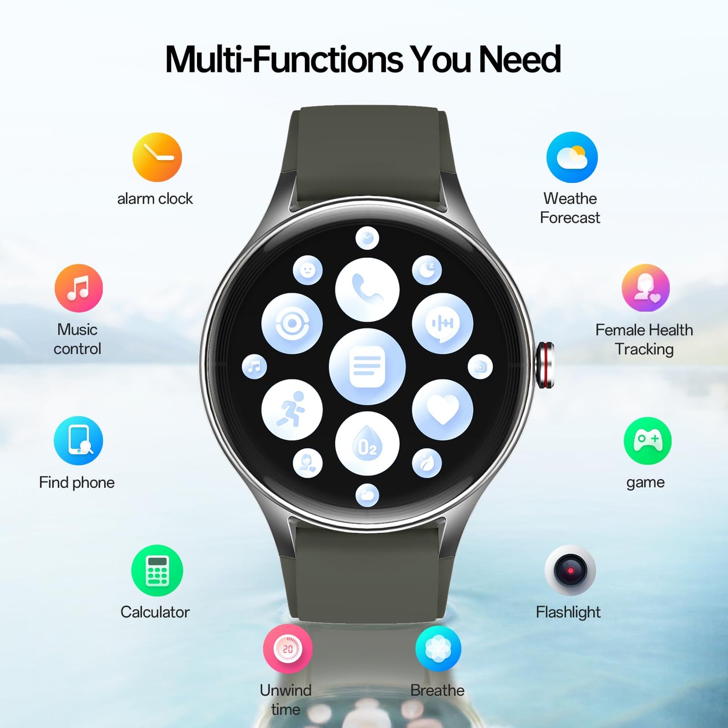 Woneligo Smart Watch for Women,1.57inch AMOLED Touchscreen Fitness Watch for iPhone & Android,Heart Rate/Sp02/Sleep Monitor,110+ Sport Modes IP68 Waterproof Bluetooth Calls,2 Bands (Pink, 1.57)