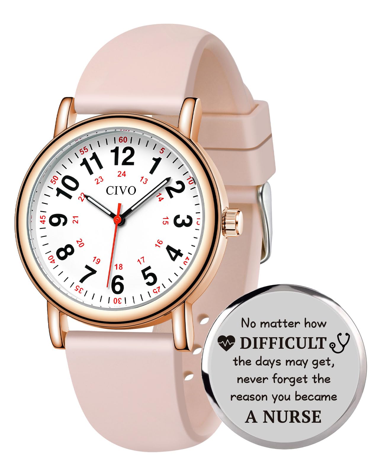 CIVO Nurse Watches for Women Men: Analog Waterproof Watch with Easy Read Dial Second Hand - Gifts for Nurses Medical Student Doctors