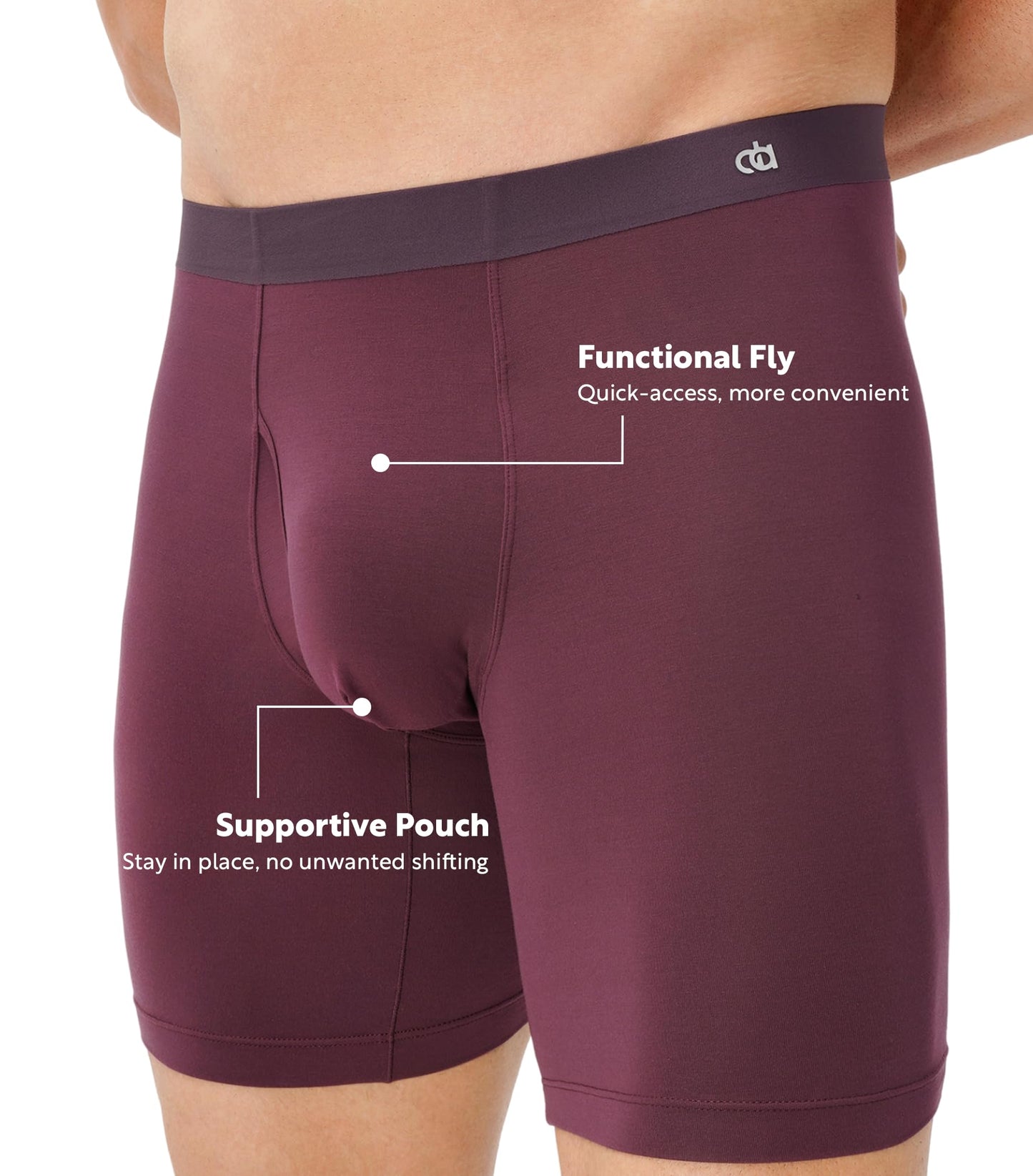 DAVID ARCHY Men's Ultra Soft Underwear Modal Boxer Briefs Slim Fit 6.5" | Second Skin Fabric Breathable, Smooth Low-Profile Waistband, Easy Access Side Fly, Tagless Anti Chafing for All-day Comfort