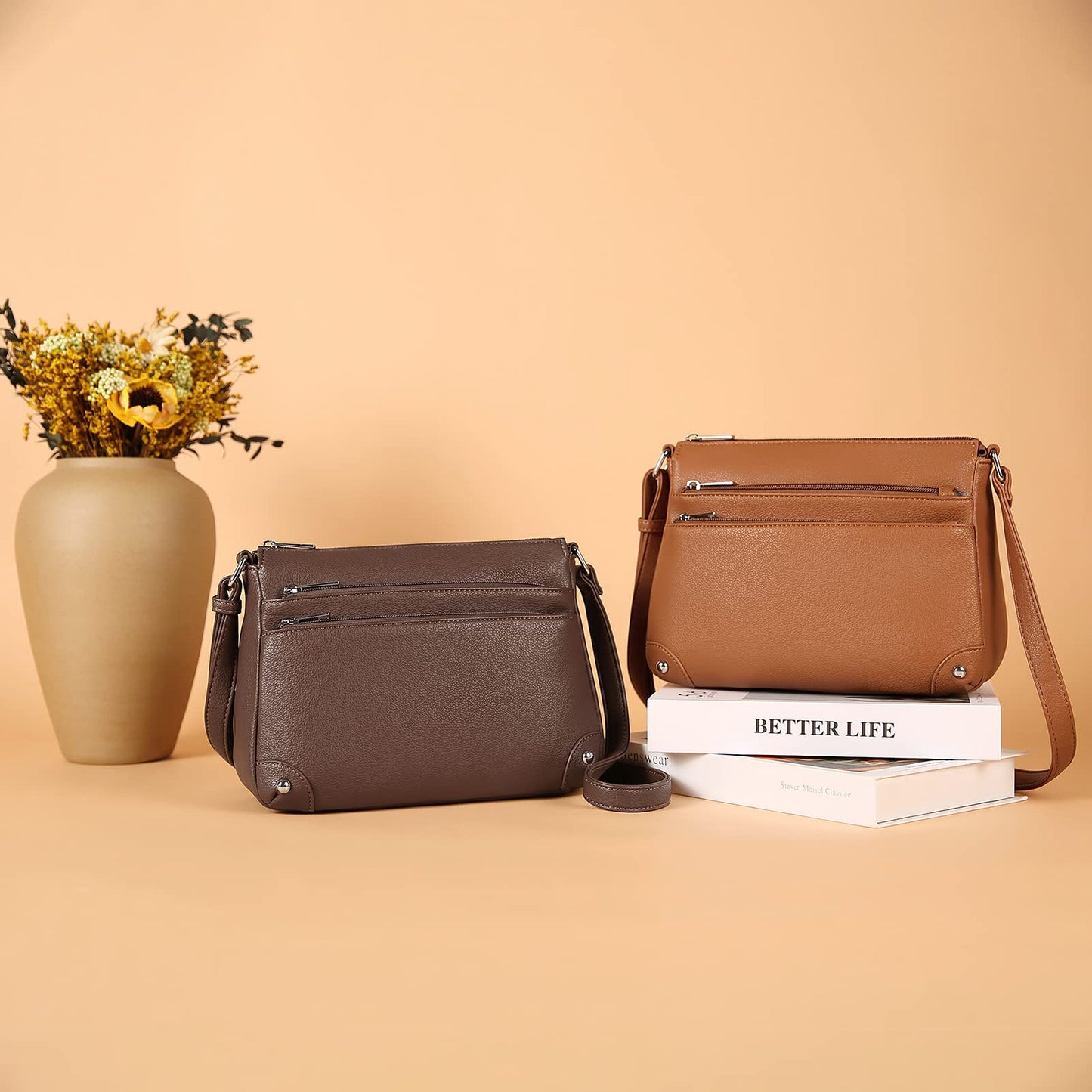 WESTBRONCO Crossbody Bags for Women, Medium Size Shoulder Handbags, Satchel Purse with Multi Zipper Pocket
