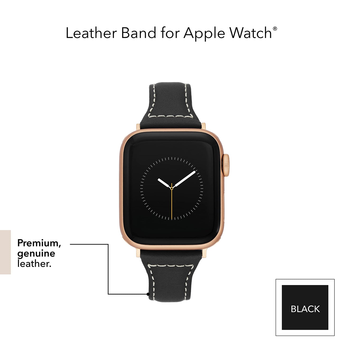 Anne Klein Leather Fashion Band for Apple Watch Secure, Adjustable, Apple Watch Band Replacement, Fits Most Wrists