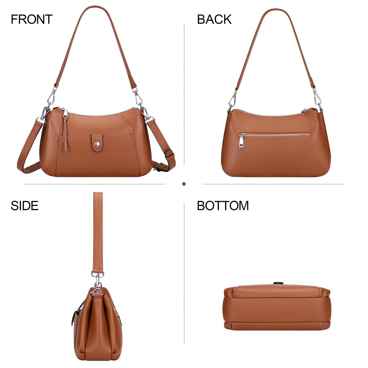 Over Earth Genuine Leather Small Hobo Crossbody Bags for Women Shoulder Purses and Handbags