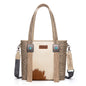 Montana West Wrangler Cowhide Tote Bag for Women Western Tooling Handbag Leather Fringing with Turquoise Stone Concho