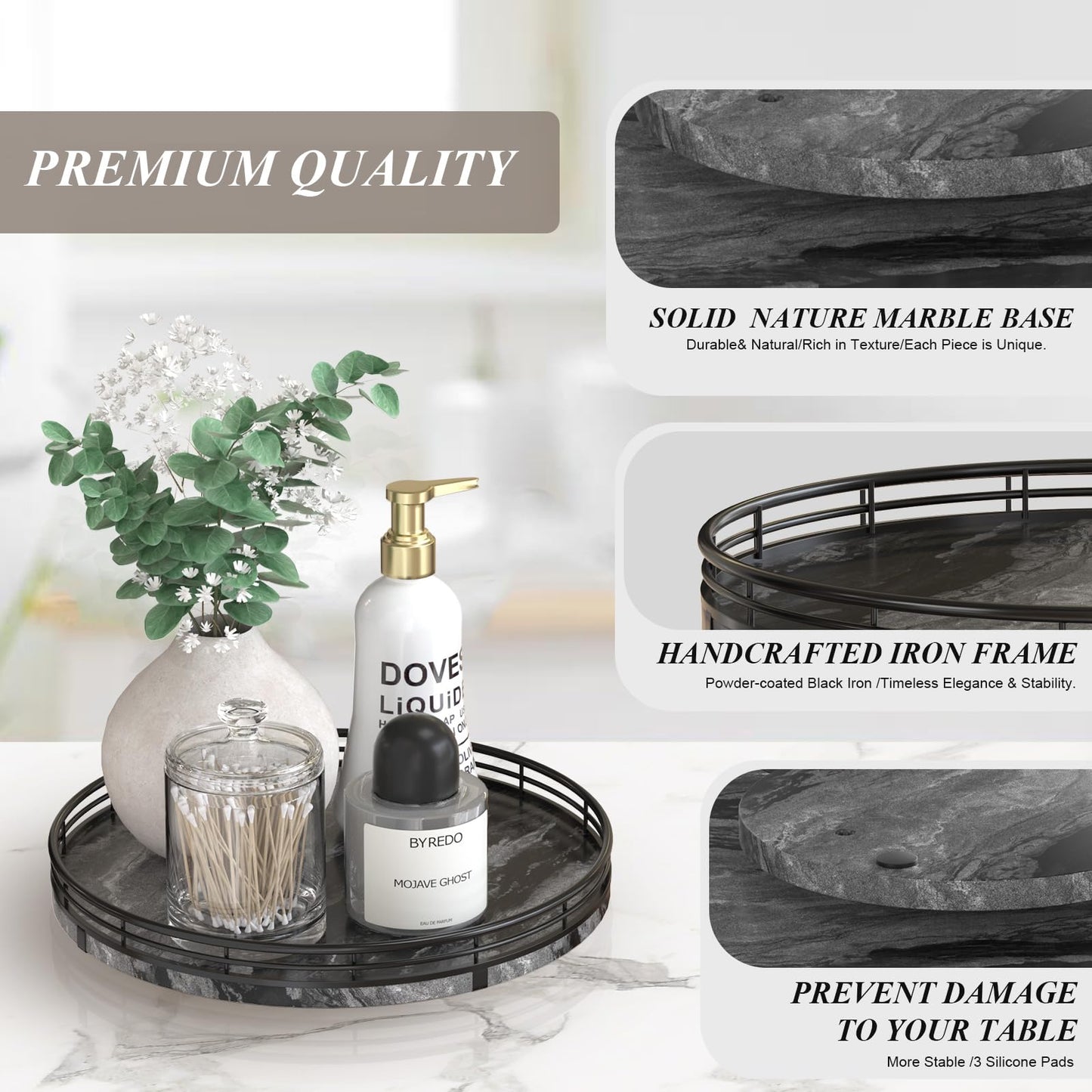 AMH Lazy Susan Wooden Organizer for Table Top