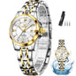 OLEVS Watch Women Two Tone Watches for Women with Date Dress Womens Watches for Small Wrists Luxury Easy Read Womens Watch Waterproof Blue/Black/Gold/Silver Dial Reloj para Mujer