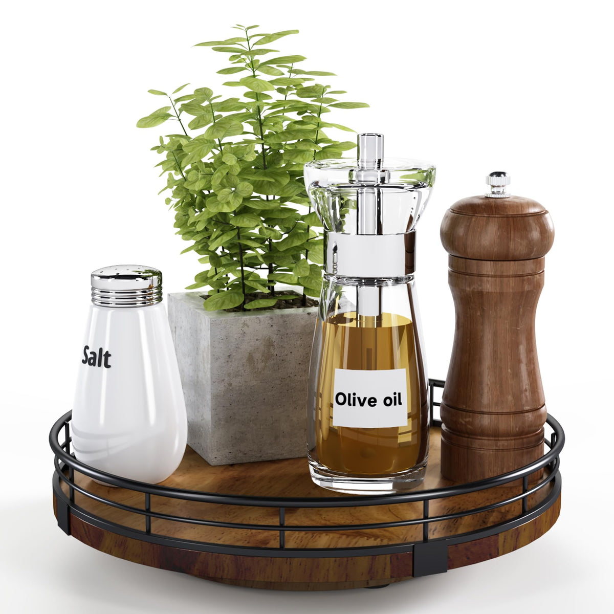 AMH Lazy Susan Wooden Organizer for Table Top