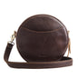 S-ZONE Leather Crossbody Bags for Women Circle Shoulder Round Purse Travel | Top Grain Leather, Keychain, Designer Handbag, Vintage, Multi Pockets, Detachable Strap, Eveyday Outing
