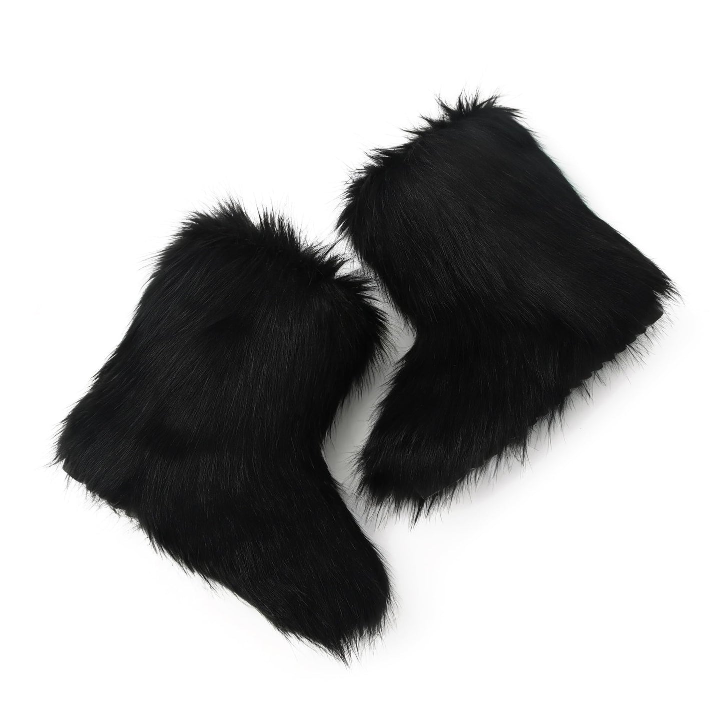 Wnshonzy Fur Boots for Women Snow Furry Fluffy Platform Flat Ankle Mini Boot Winter Round Toe Y2k Comfortable Mid-Calf Short Outdoor 2025