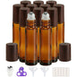 PrettyCare 4 Pack Amber Glass Oil Roller Bottles for Essential Oils 10ml, Roll On Bottles with Stainless Steel Roller Ball Leak-Proof Perfume Travel Refillable Bottle Empty, Beauty & Personal Care