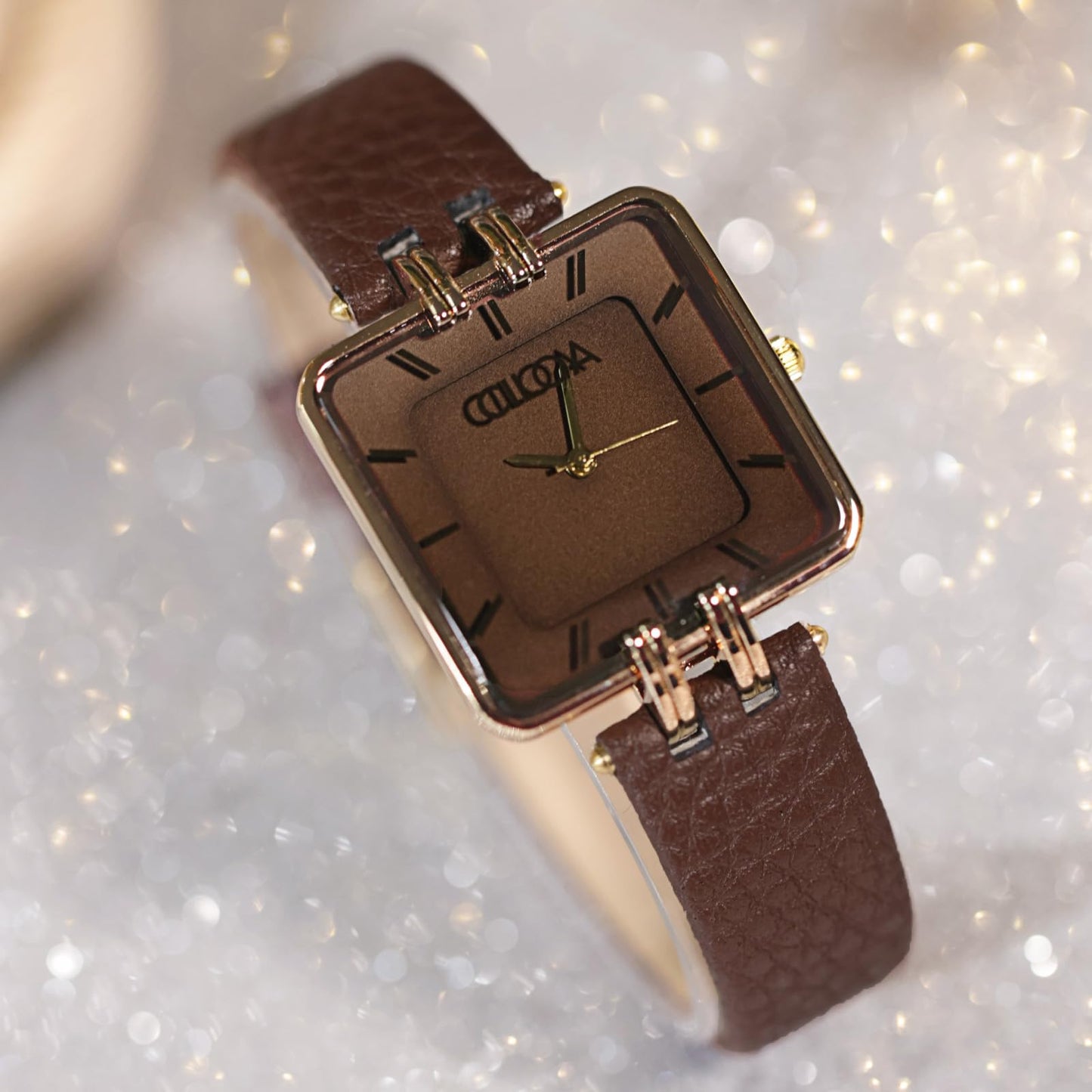 Women's Leather Strap Watch Dainty Elegant Gold Watches for Women Classic Casual Fashion Square Ladies Watch Gifts Present for Her