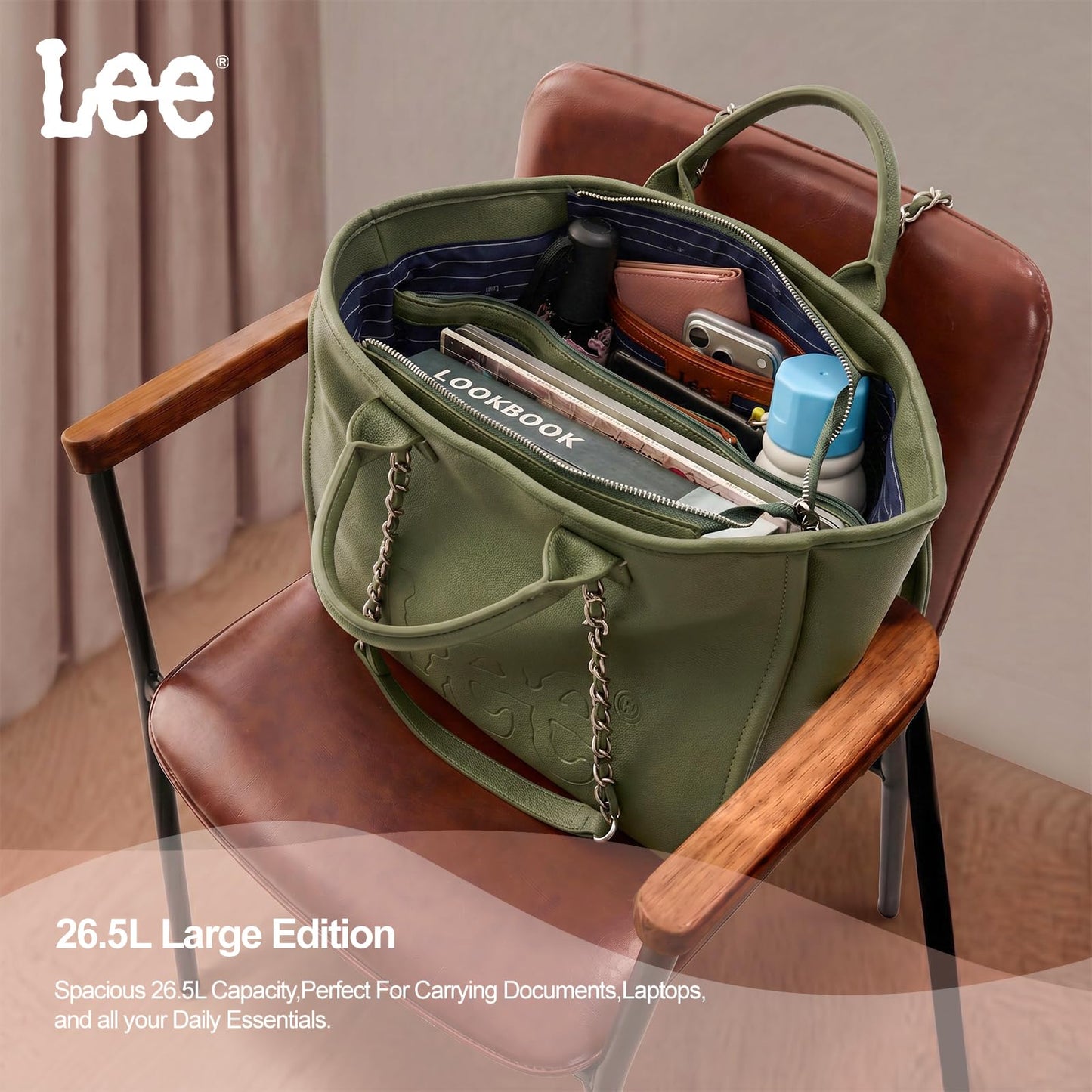 Lee Large Shoulder Tote Bag for Women Vegan Leather Top-Handle Bag