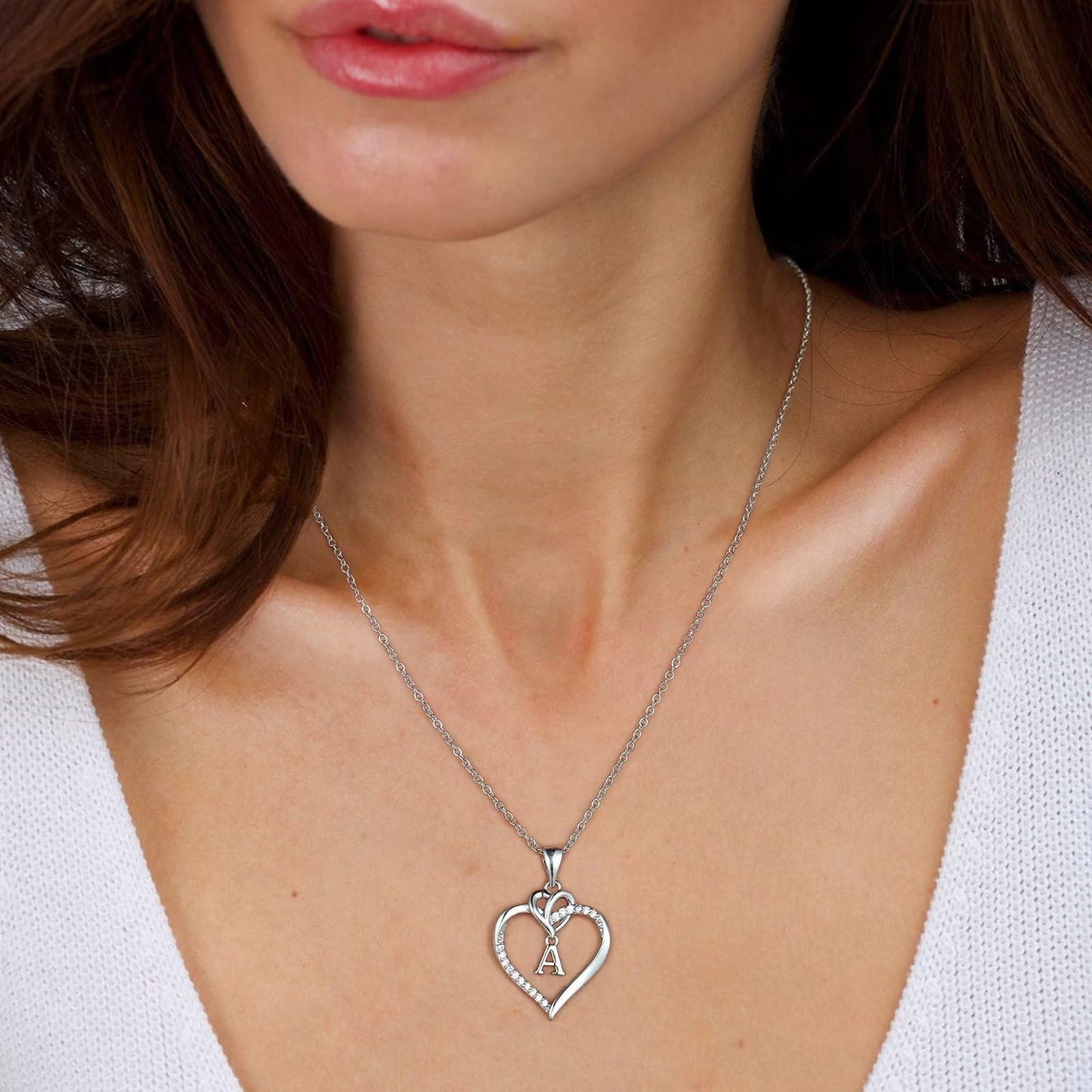 STORUP Heart Initial Necklaces for Women Girls, 14K-Gold-Plated Initial A-Z Heart Necklaces for Teen Girl Jewelry Birthday Gifts for Girls Women Her Wife Mom