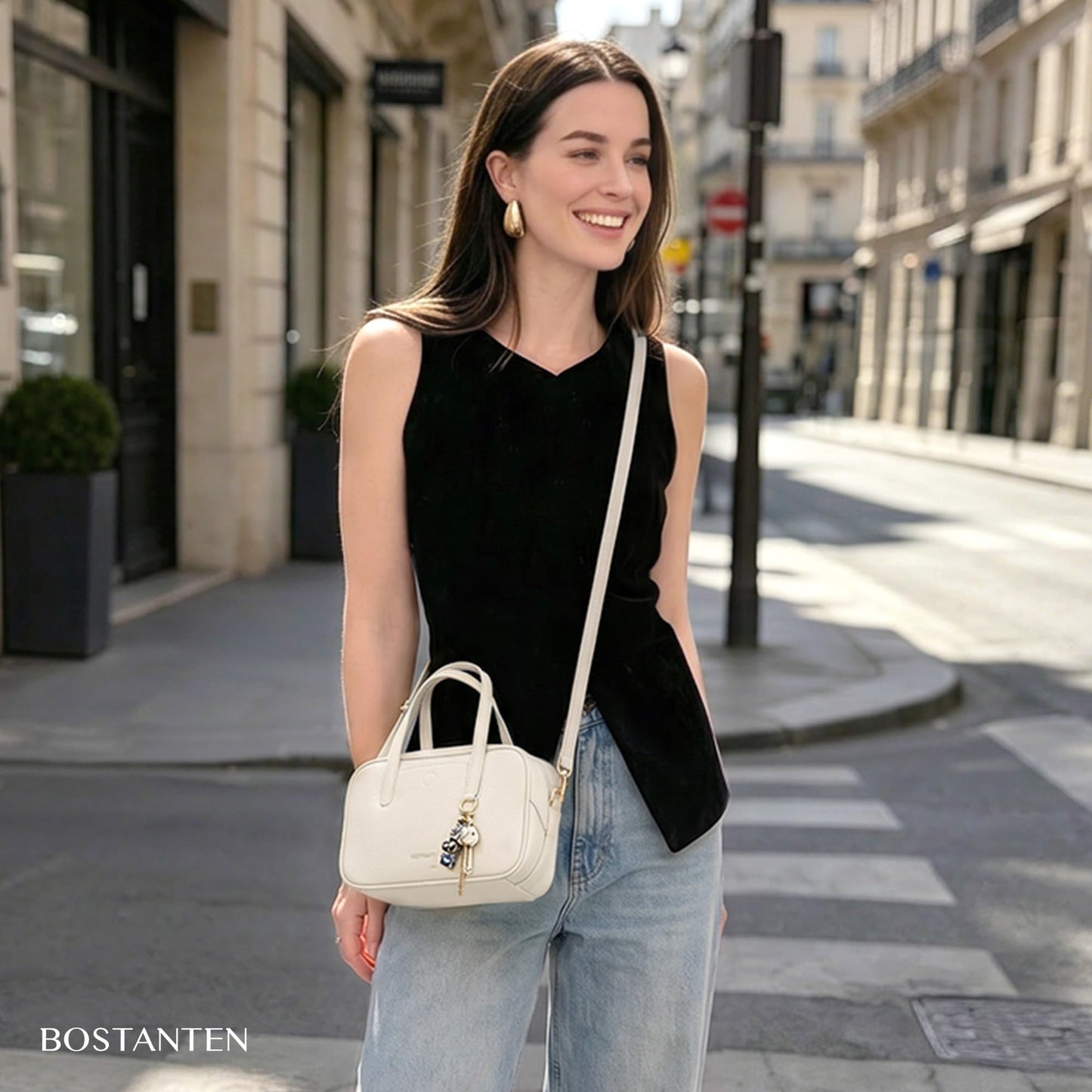 BOSTANTEN Small Crossbody Bag for Women Vegan Leather Purse | Lightweight, Top Handle, Adjustable Strap, Compact Storage for Travel Shopping Everyday