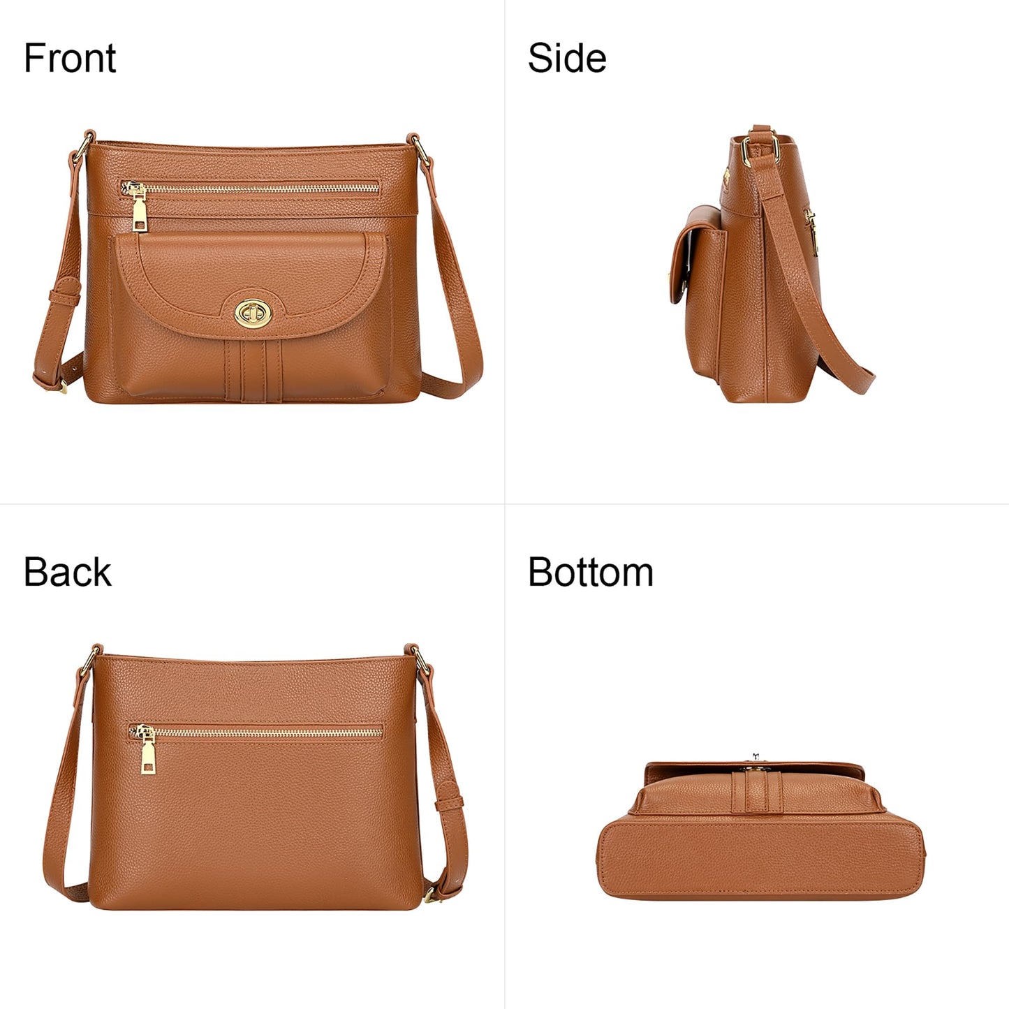 Over Earth Genuine Leather Crossbody Bags for Women Trendy Purses and Ladies Shoulder Handbags