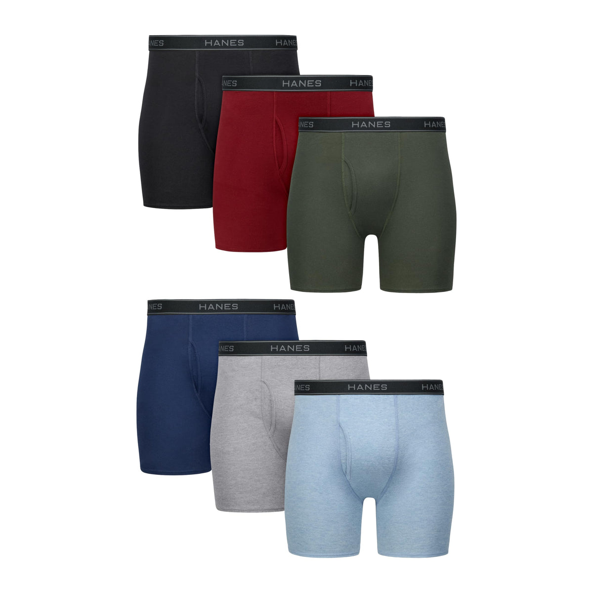 Hanes Men Hanes Boxer Briefs, Cool Dri Moisture-Wicking Underwear, Cotton No-Ride-up for Men, 6 Pack - Striped Assorted, Multi-Packs Available XXL
