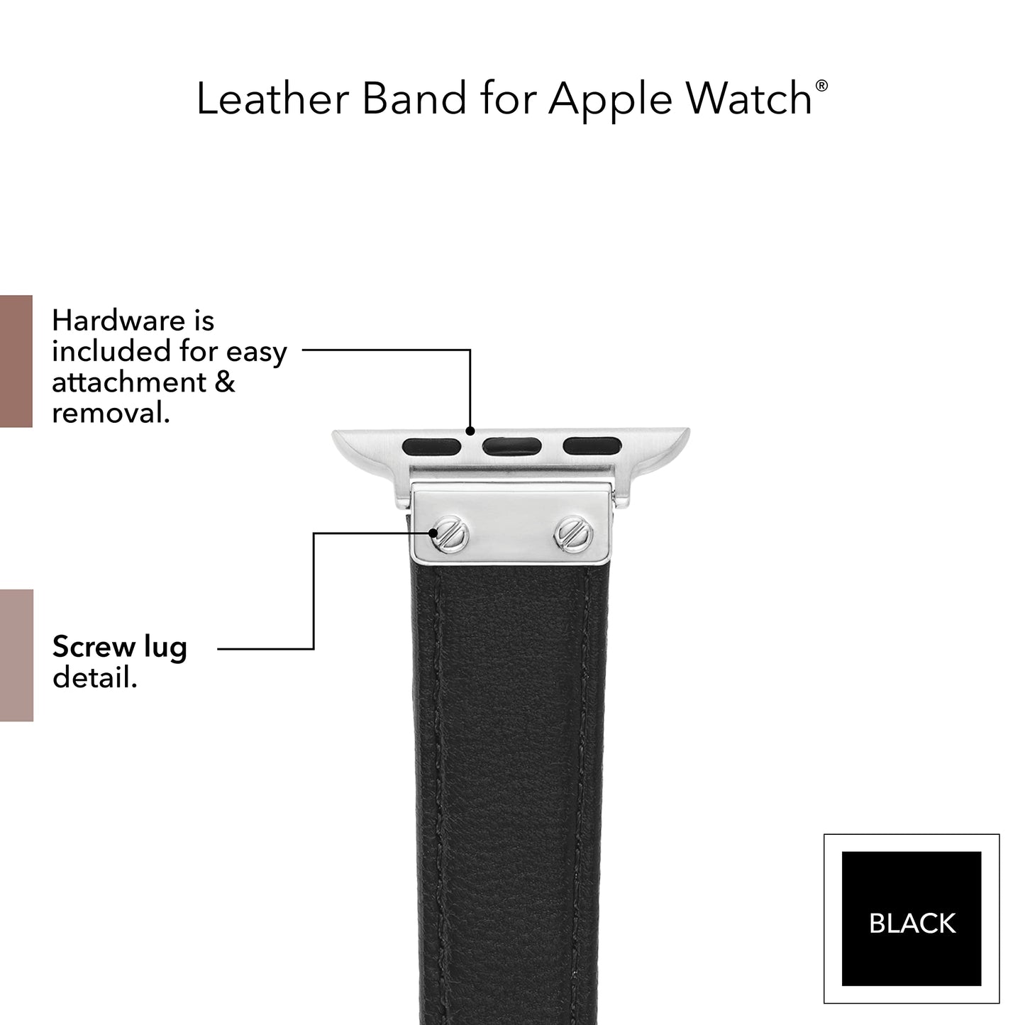 Anne Klein Leather Fashion Band for Apple Watch Secure, Adjustable, Apple Watch Band Replacement, Fits Most Wrists