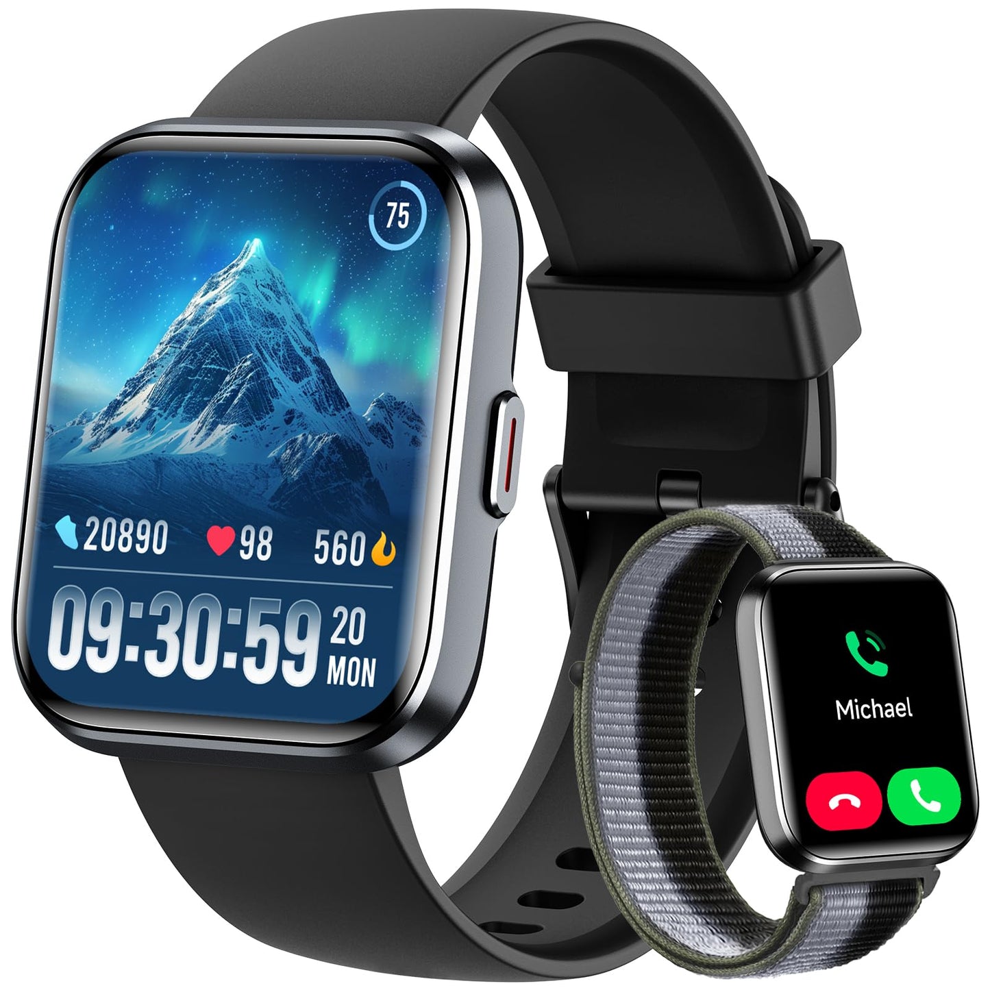 Smart Watches for Women, 1.8" Touch Screen Fitness Tracker for Android & iPhone, Answer/Make Calls, Alexa Built-in, Heart Rate/Sleep/SpO2 Monitor Smartwatch, IP68 Waterproof 101+ Sport Modes, 2 Bands
