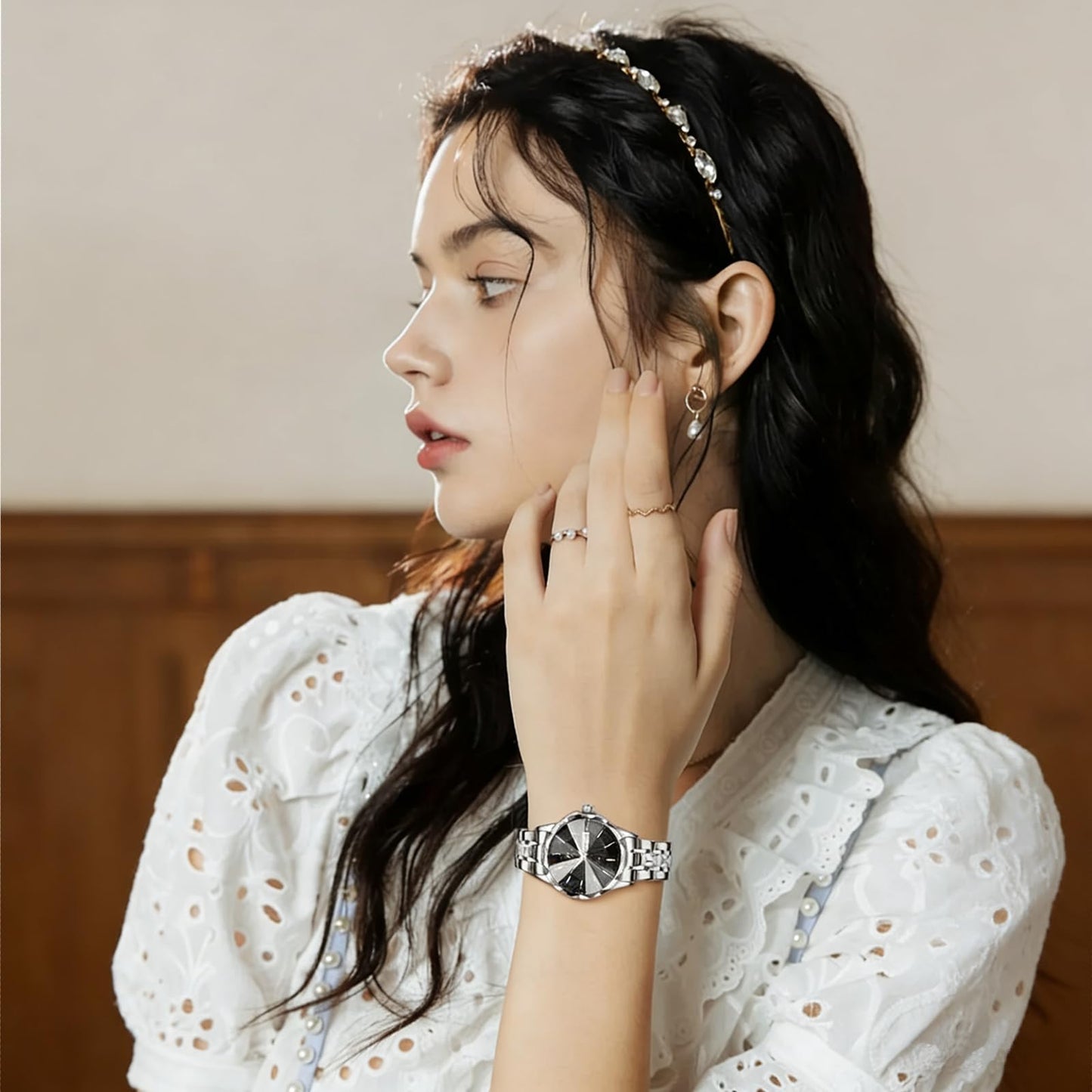 OLEVS Women's Luxury Elegant Watch, Fashion Waterproof Ladies Dress Watch, Stainless Steel Gold Silver Watches for Women, Small Wrist with Day Date, Ideal for Gift Daily Wear