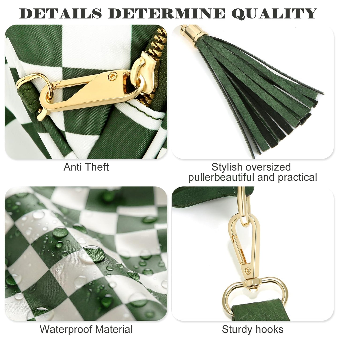 Checkered Crossbody Bag Anti Theft Spacious Bum Bags for Women Nylon Fanny Packs Lightweight Purse Wallet for Travel