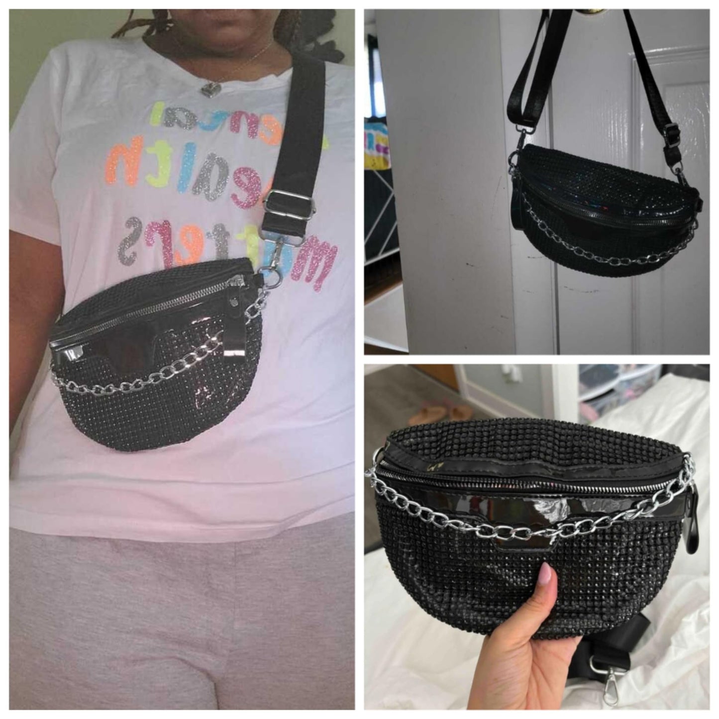 Thick Chain Women's Fanny Pack Plaid leather Waist Bag Shoulder Crossbody Chest Bags Luxury Designer Handbags Female Belt Bag