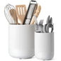 LE TAUCI Utensil Holder, 7.3"+5.4" Ceramic Cooking Tool Crocks for Countertop, Large Utensil Organizer for Kitchen Counter, Morden Kitchen Decor for Spatula and Flatware, Set of 2