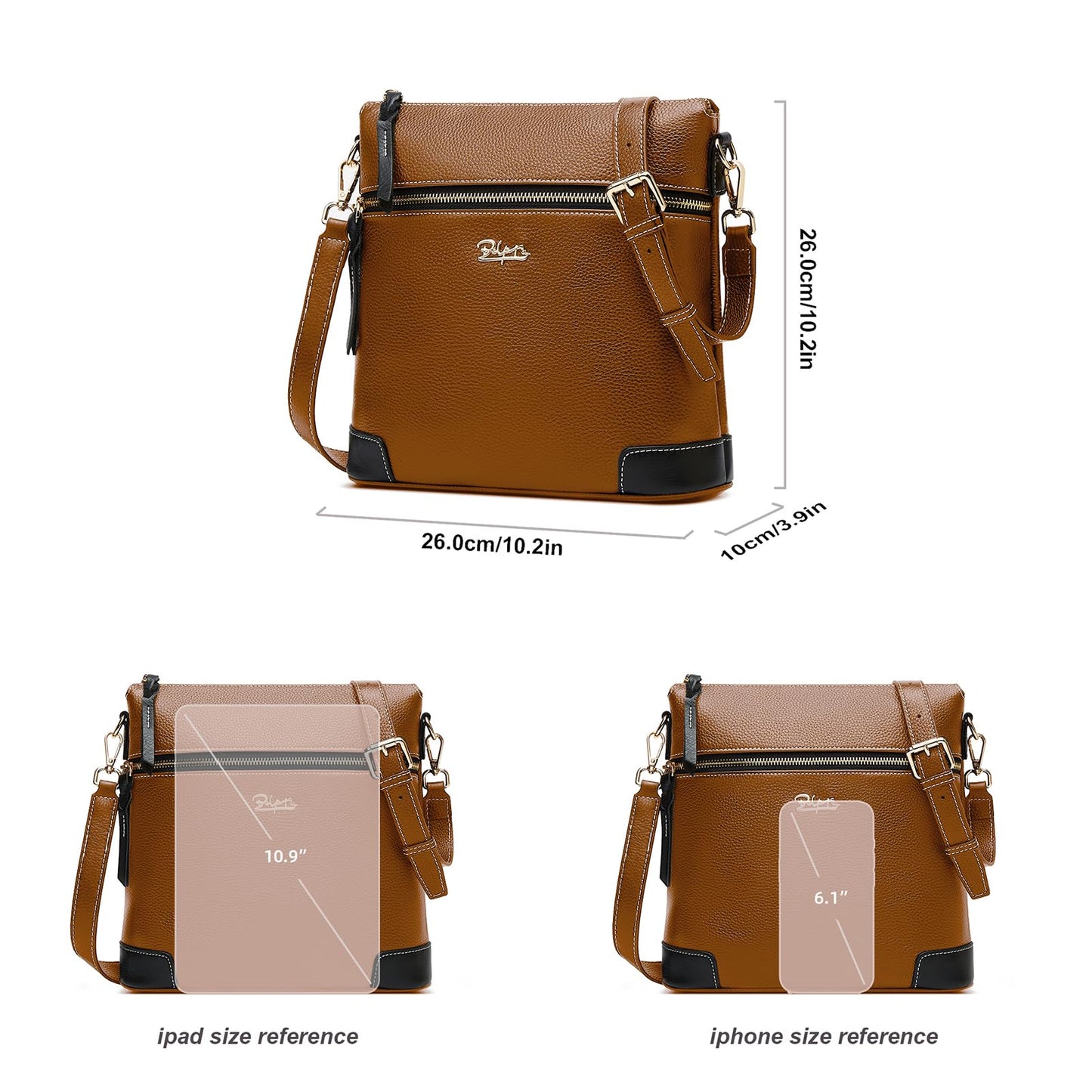 BOYATU Leather Crossbody Bag for Women: Designer Shoulder Purse for Travel - Trendy Genuine Leather Handbag for Everyday