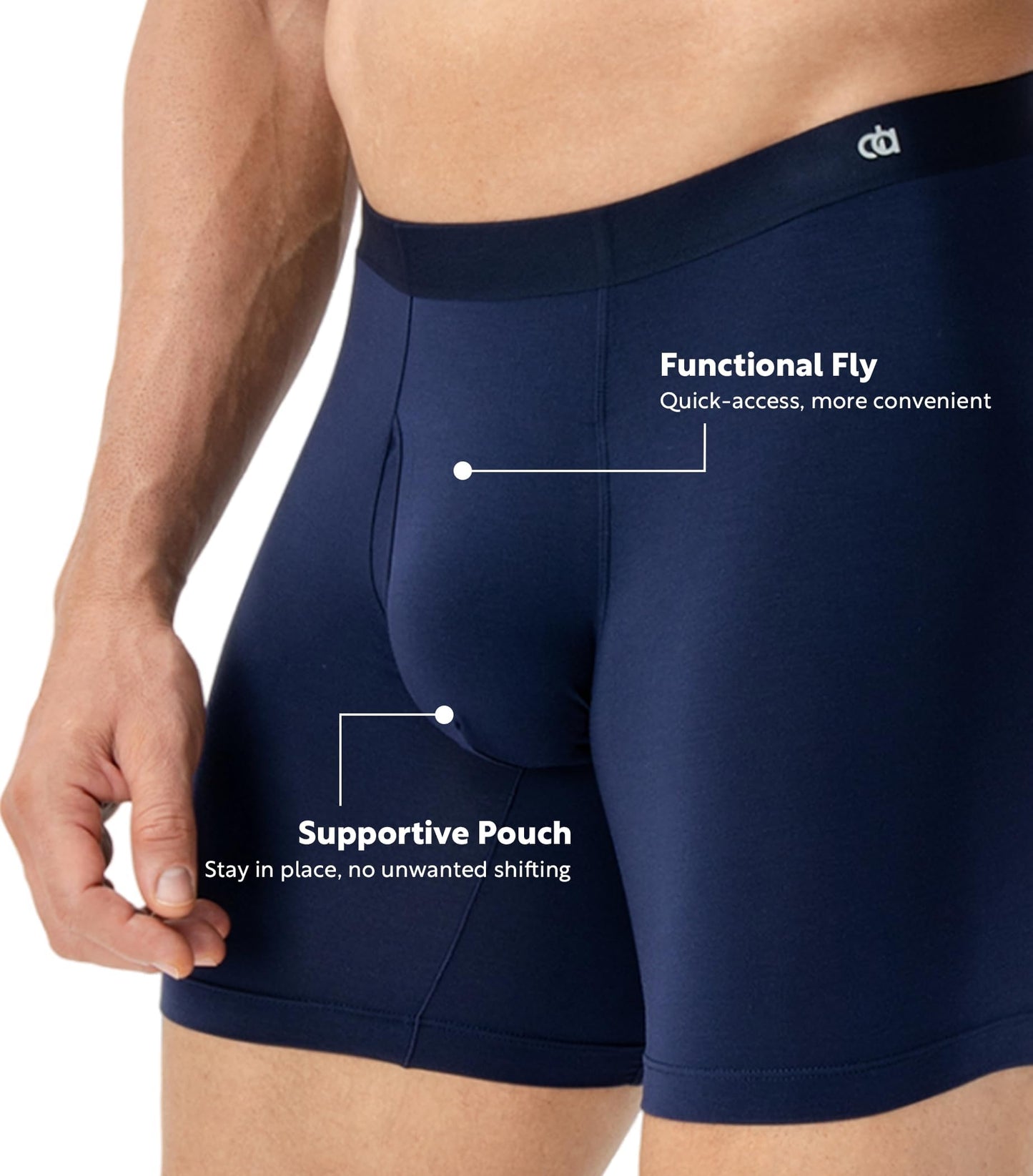DAVID ARCHY Men's Ultra Soft Underwear Modal Boxer Briefs Slim Fit 6.5" | Second Skin Fabric Breathable, Smooth Low-Profile Waistband, Easy Access Side Fly, Tagless Anti Chafing for All-day Comfort