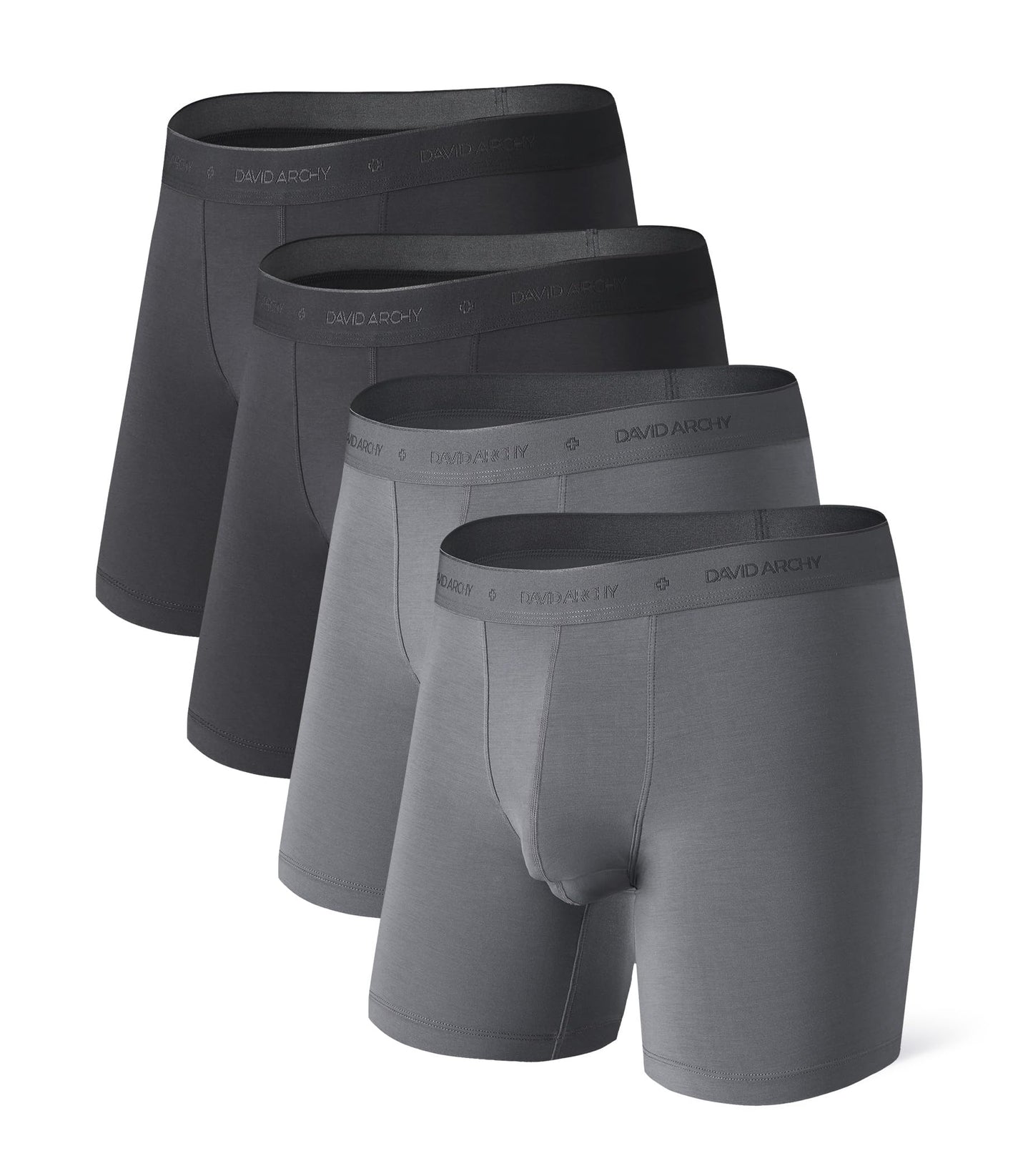 DAVID ARCHY Men's Underwear Modal Boxer Briefs Trunks Multi-Pack | Dual Pouch with Fly, Ultra Soft Second Skin Feel, Breathable Stretch Spandex, Anti Chafing, Daily Lounging Work Travel