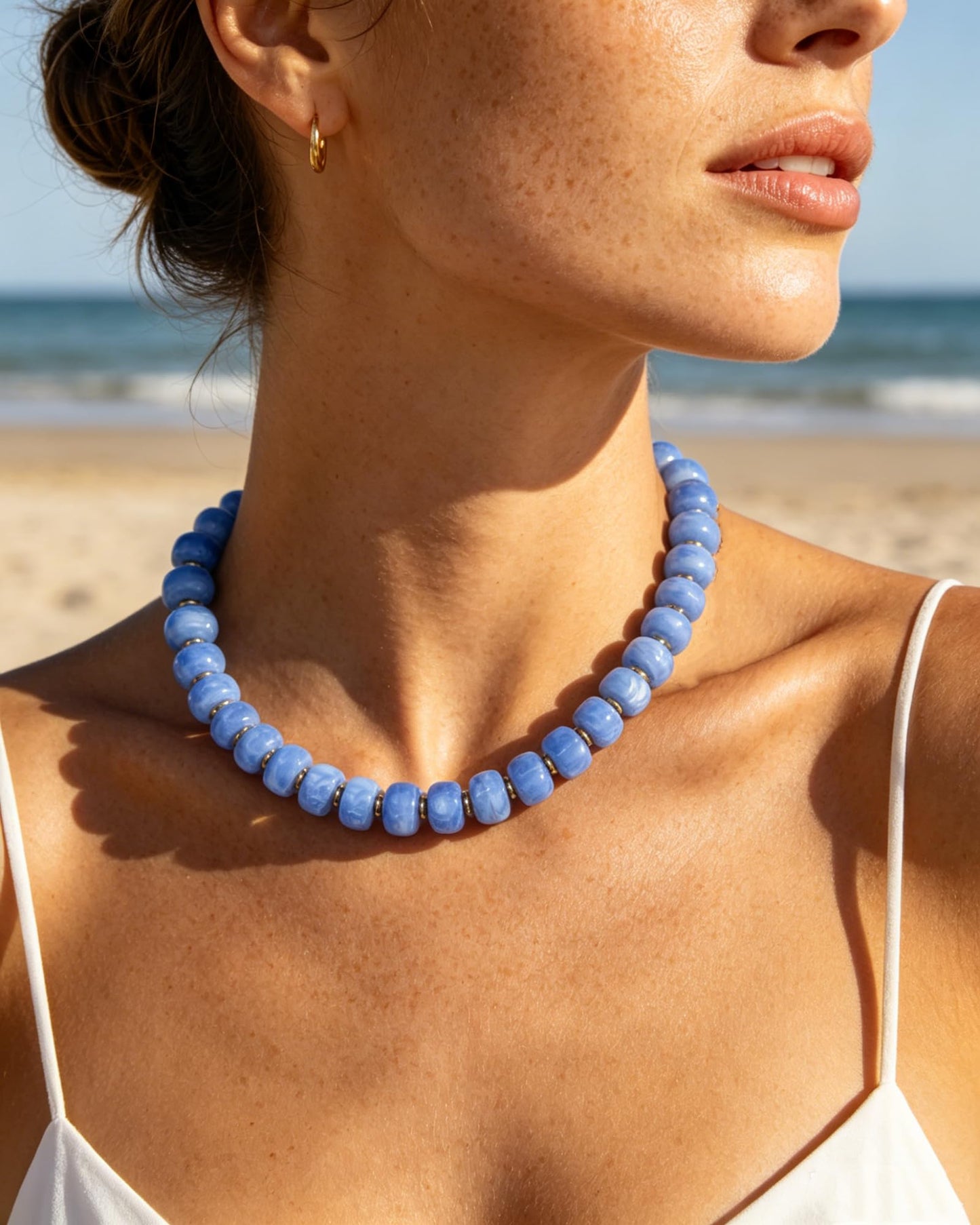 Chunky Beaded Statement Necklace for Women Trendy Colorful Boho Resin Bead Choker Necklaces Summer Handmade Jewelry Gifts Accessories