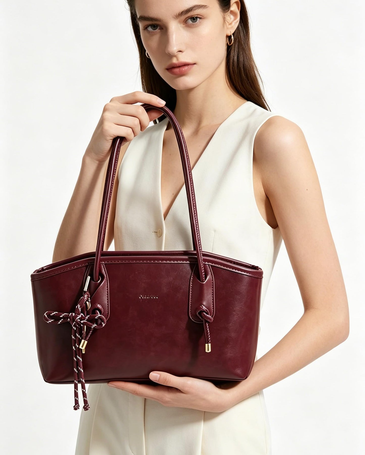 Shoulder Bag for Women Brown Purse Vintage Leather Shoulder Handbag Trendy Everyday Purse with Pendant