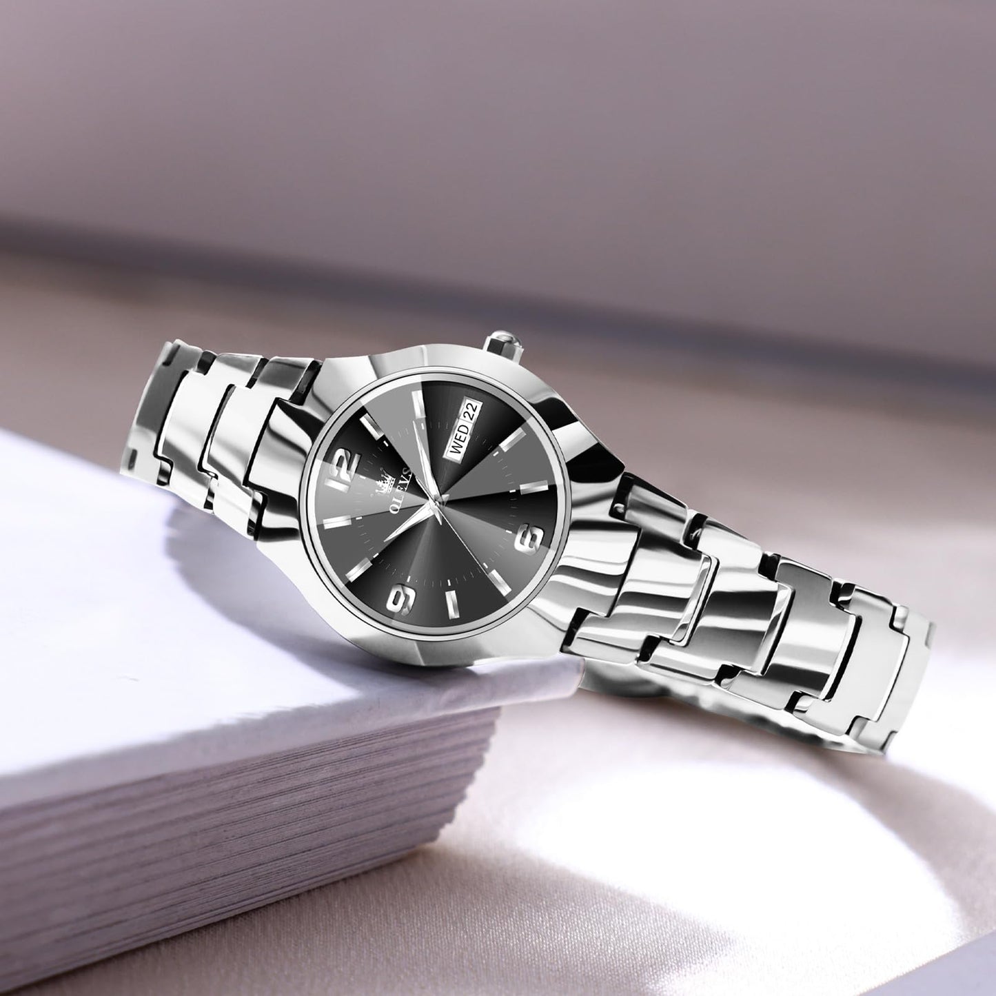 OLEVS Watch Women Luxury Dainty Vintage Square/Round Small Watches for Women Waterproof Stainless Steel Analog Women's Watches with Day Date Fashion Dress Easy Read Female Watch Reloj para Mujer
