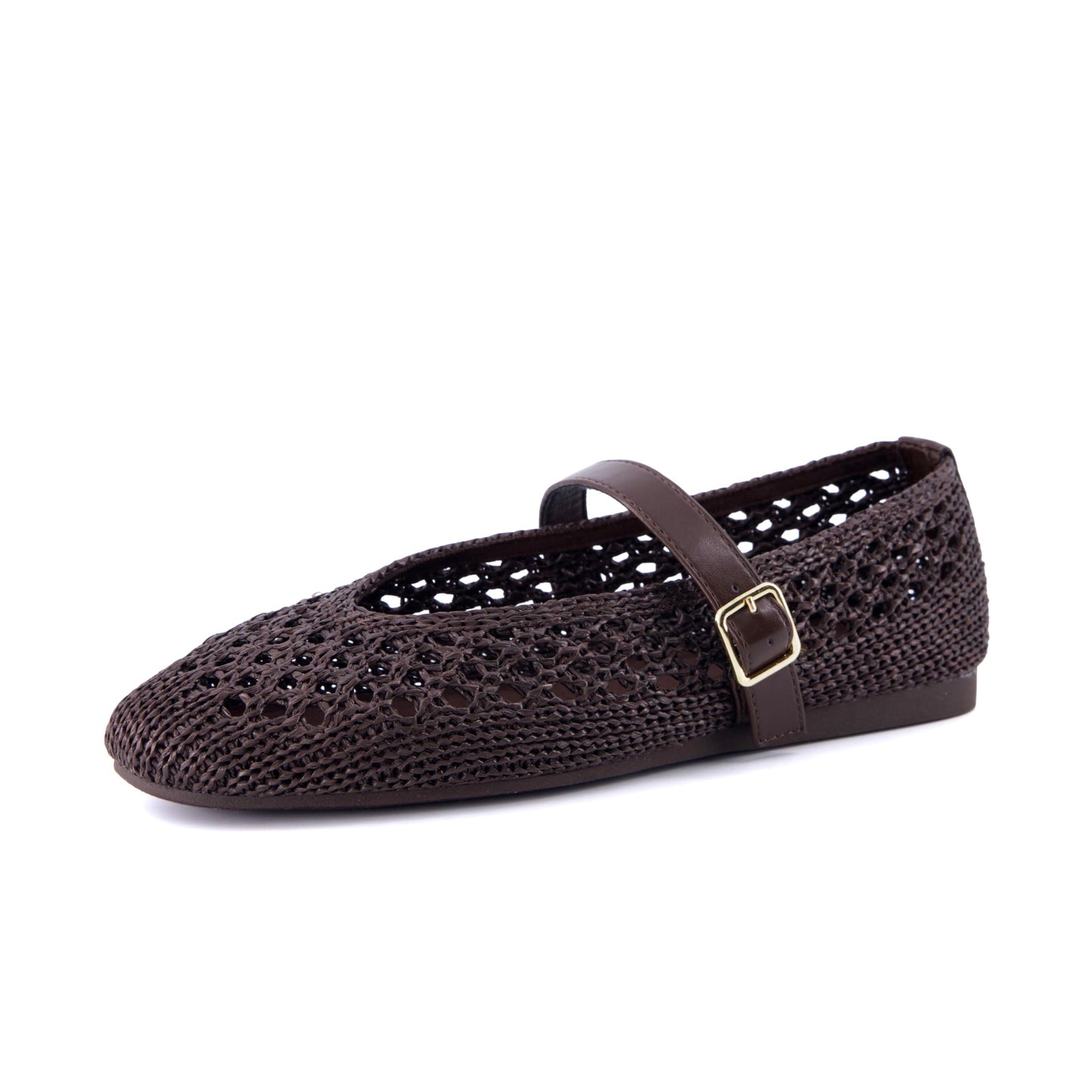 CUSHIONAIRE Graff Mary Jane Shoes for Women, Woven Ballet Flats with Adjustable Buckle Strap, Lightweight Slip On Shoes