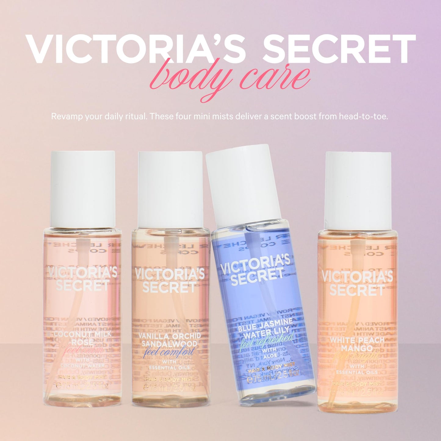 Victoria's Secret Fragrance Mist Collection 4 Piece Mini Mist Gift Set, Assorted Scents, Gift Set for Women