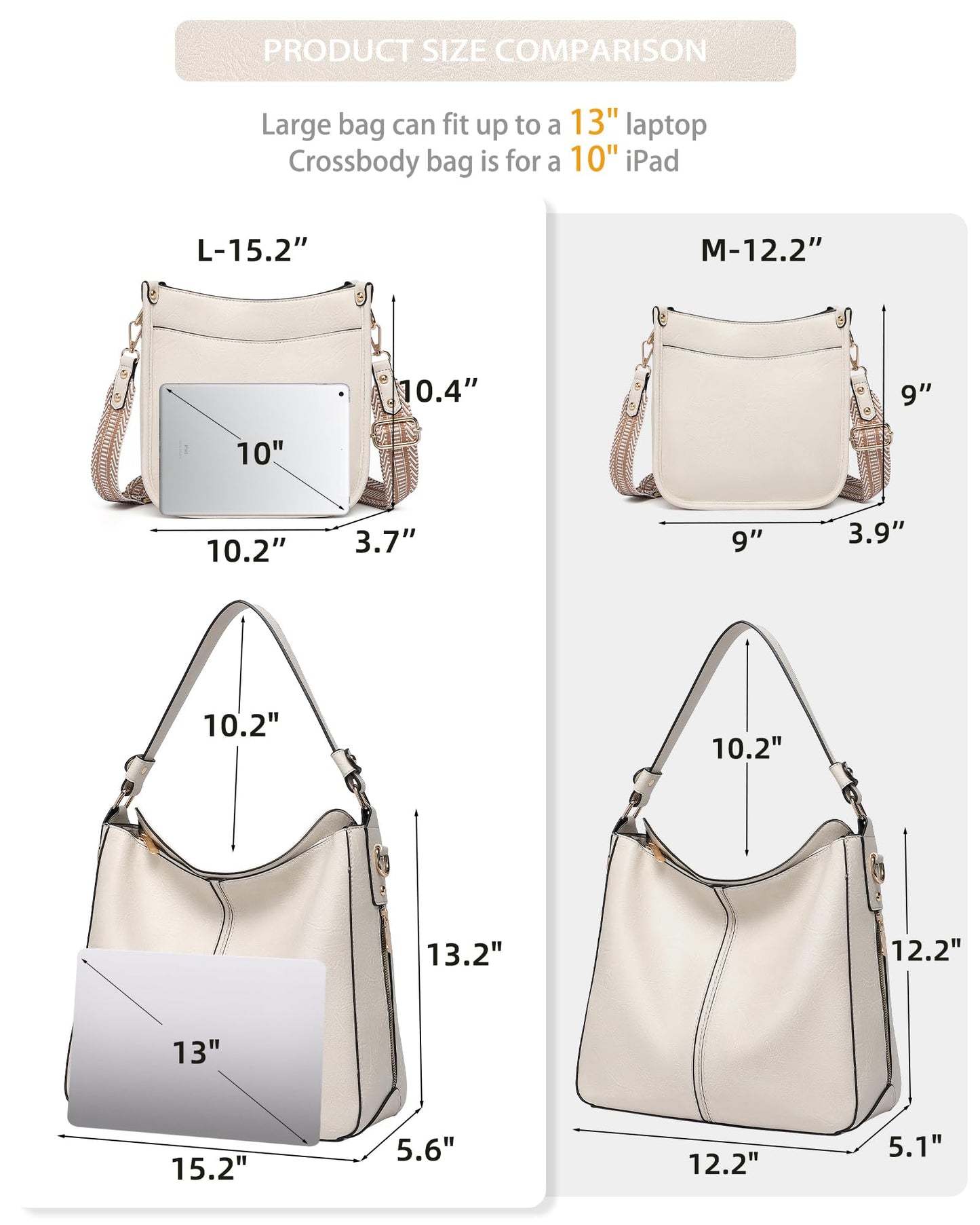 Purses for Women 3PCS, Crossbody Bags Set Large Leather Purse Shoulder Handbags with Wallet Adjustable Straps for Ladies Tote