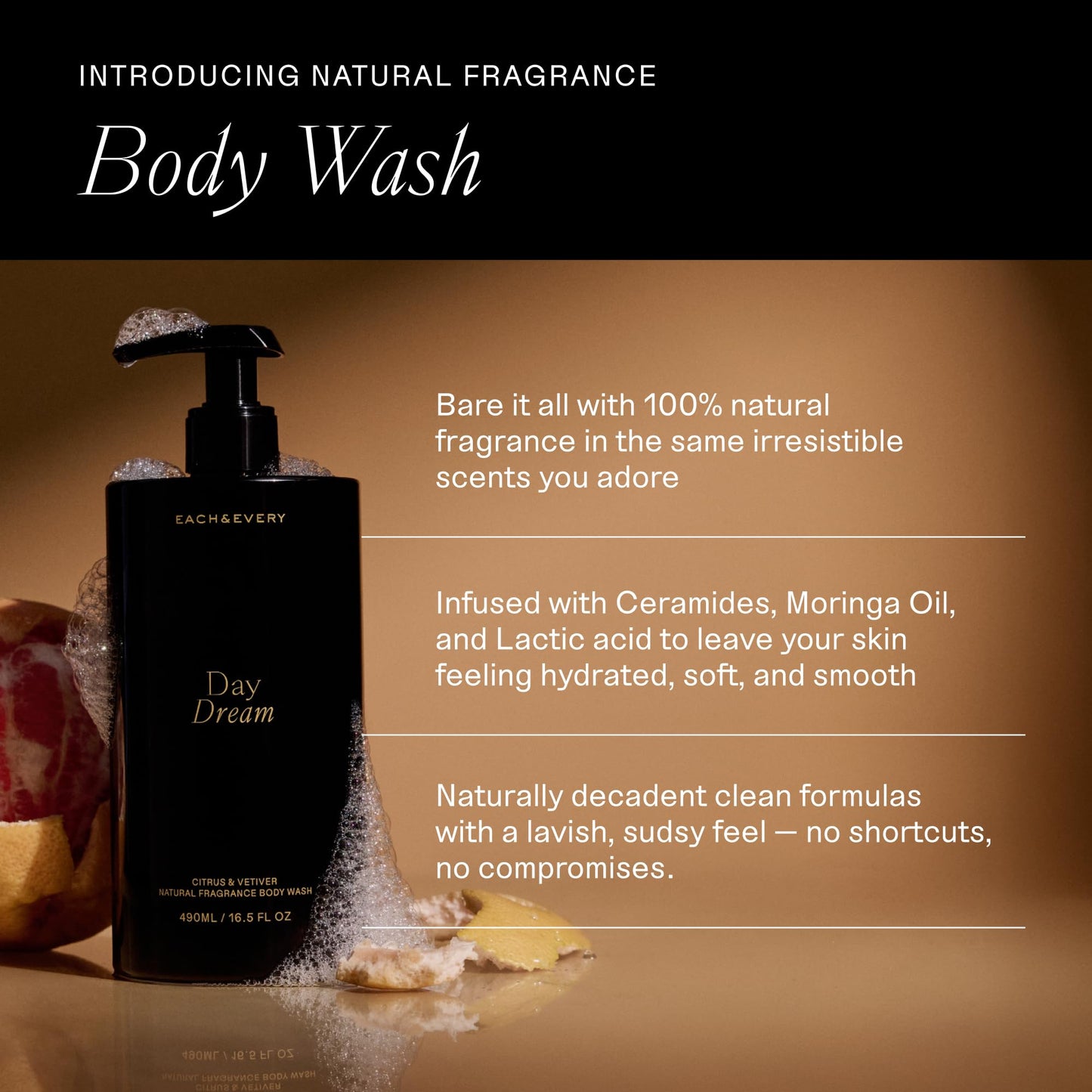 Each & Every Body Wash for Women and Men - Skin Feels Hydrated, Smooth & Soft - Ceramides, Lactic Acid AHA & Moringa Oil - 100% Natural Fragrance Gel - Eternal Summer, Coconut & Lime - 16.5 Fl Oz